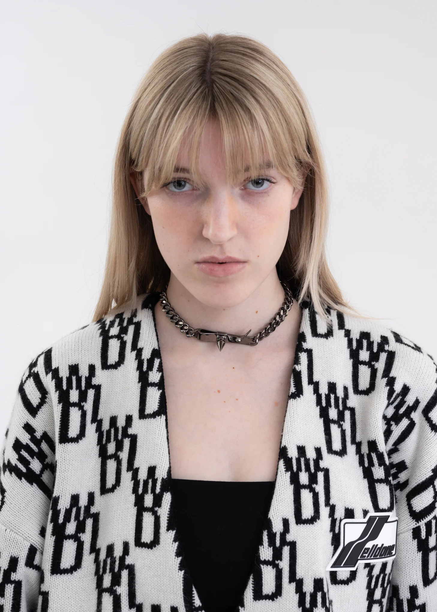 DARK GREY SPIKE RIBBON CHOKER - Image 2