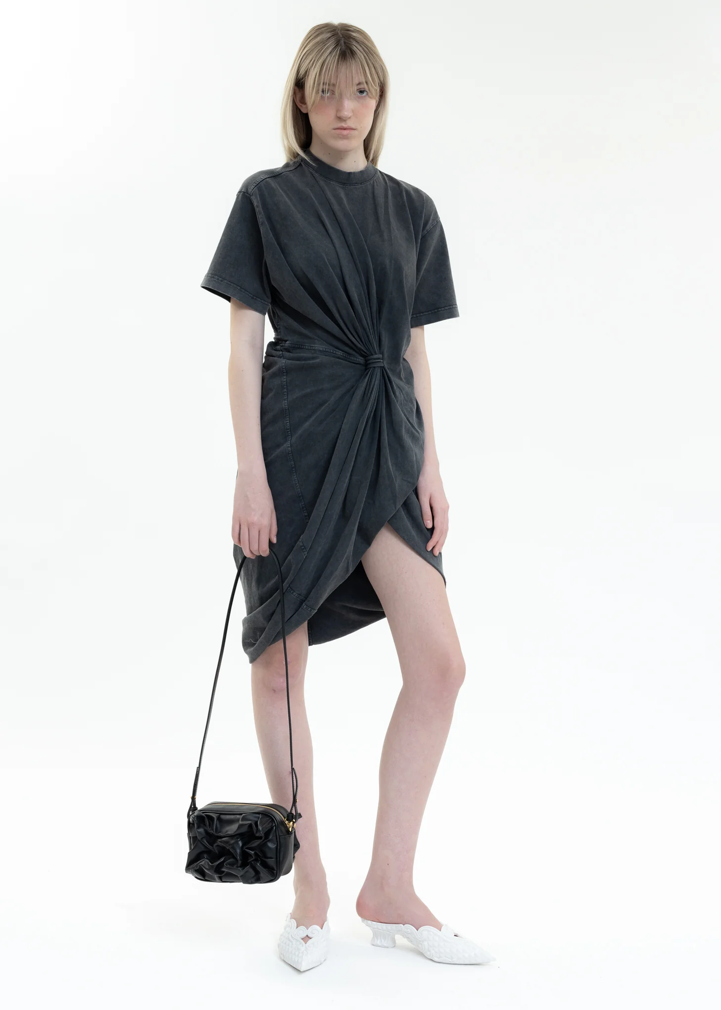 Dark Grey TWISTED T-SHIRT Mini Dress - Image 7