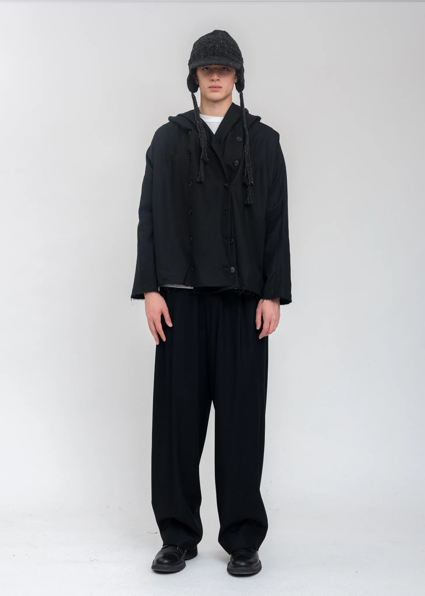 Dark Grey Wool Tassel Cap - Image 4