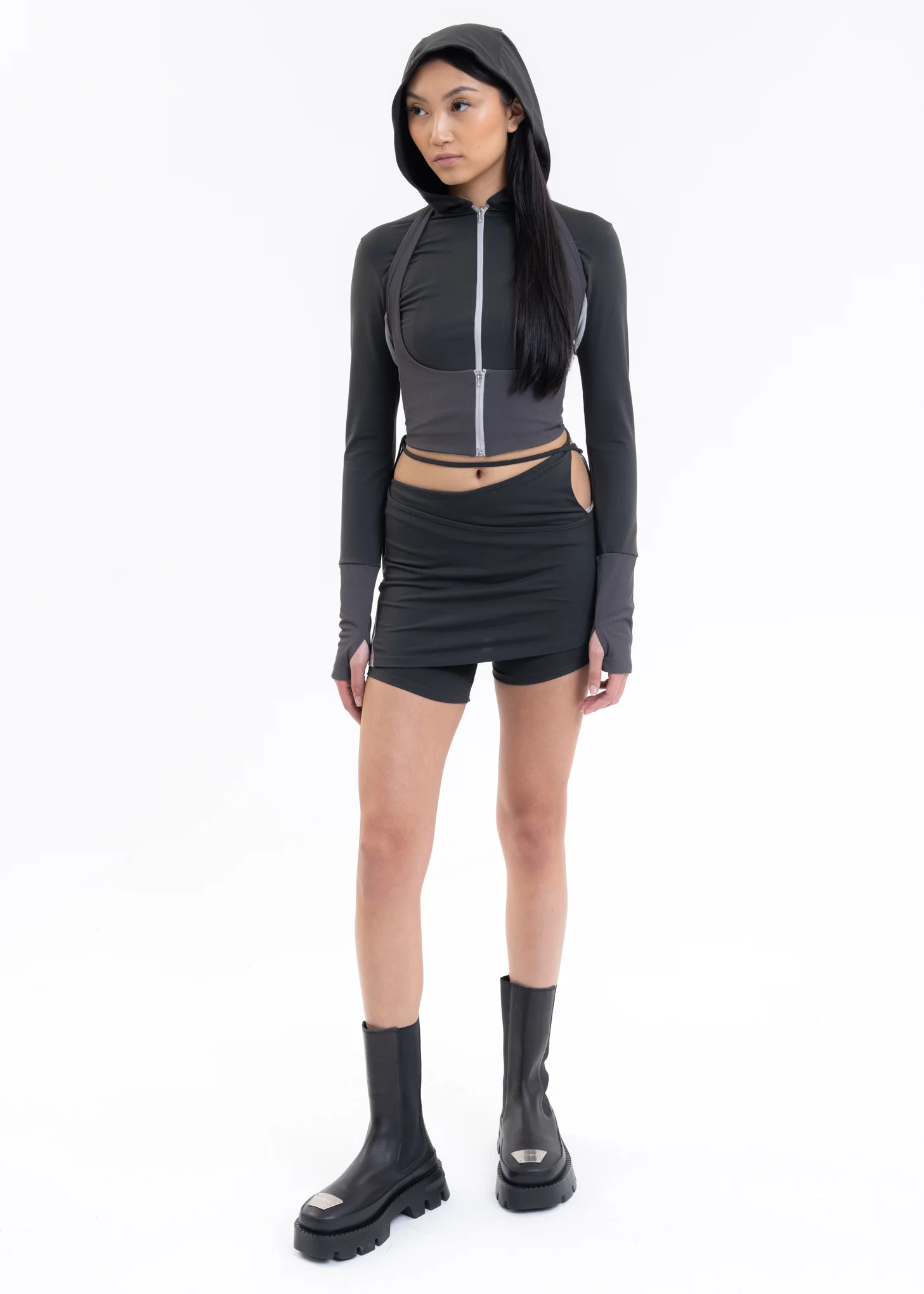 Dark Grey WRAP SHORTS - Image 7