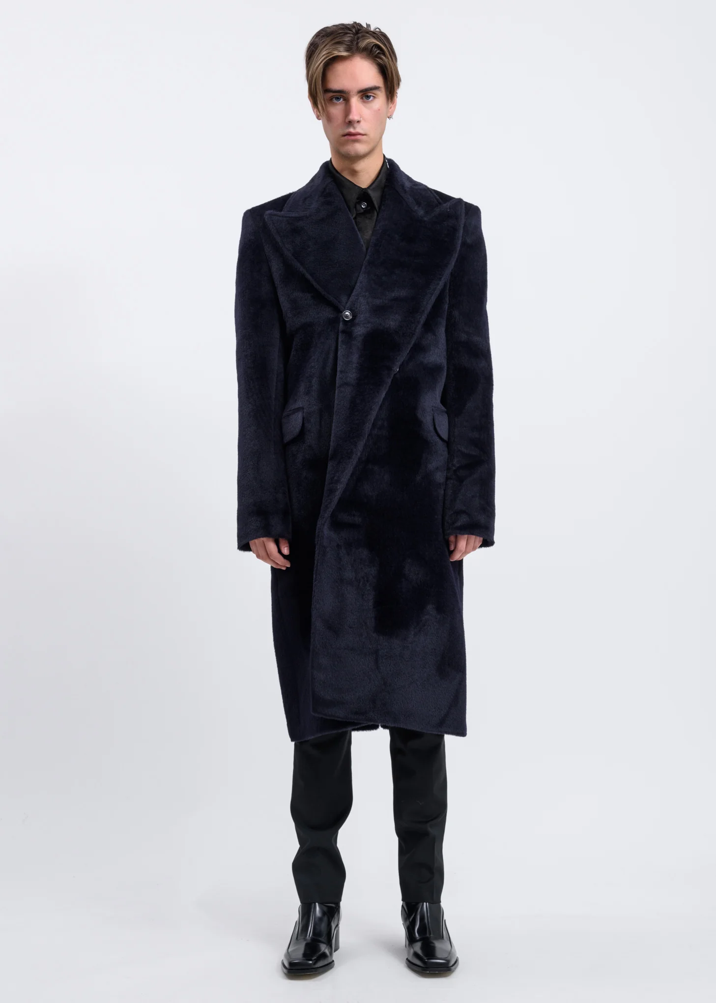 Dark Navy Double Lapel Coat