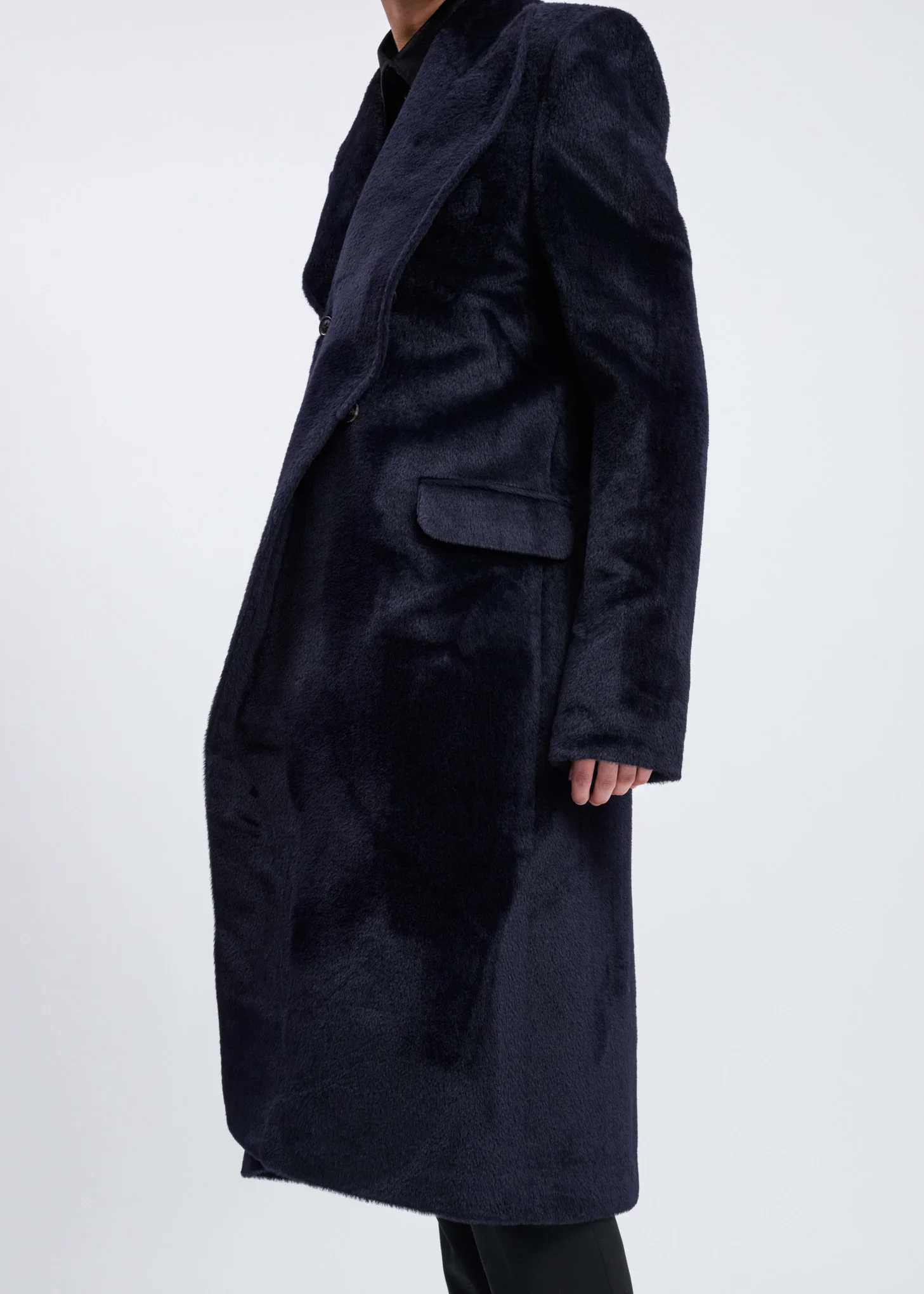 Dark Navy Double Lapel Coat - Image 3
