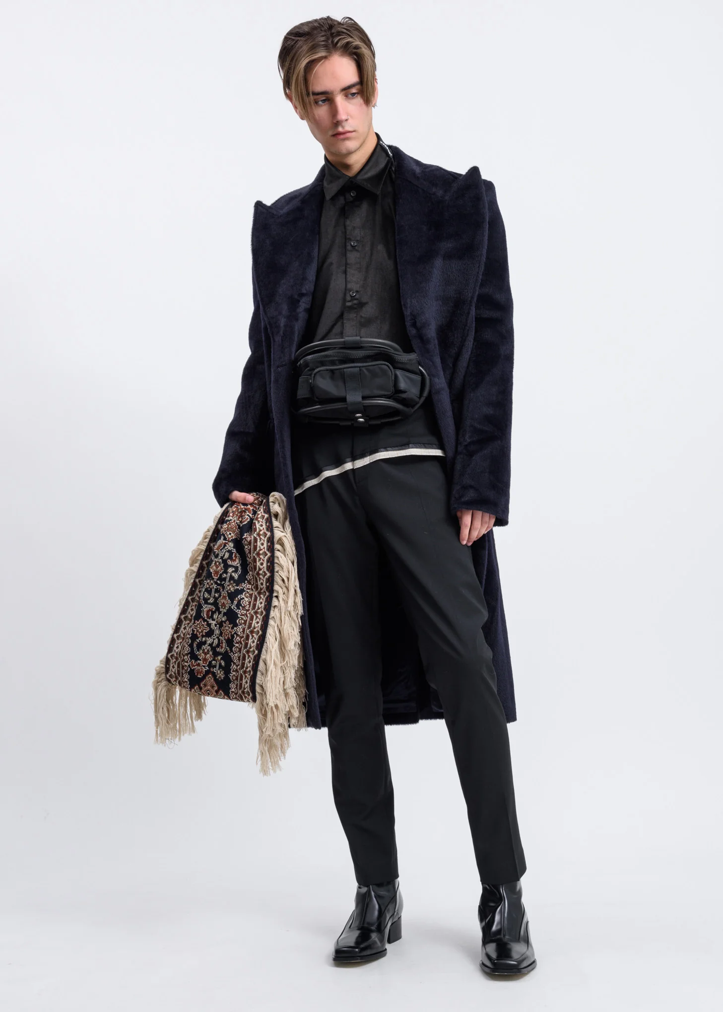 Dark Navy Double Lapel Coat - Image 5
