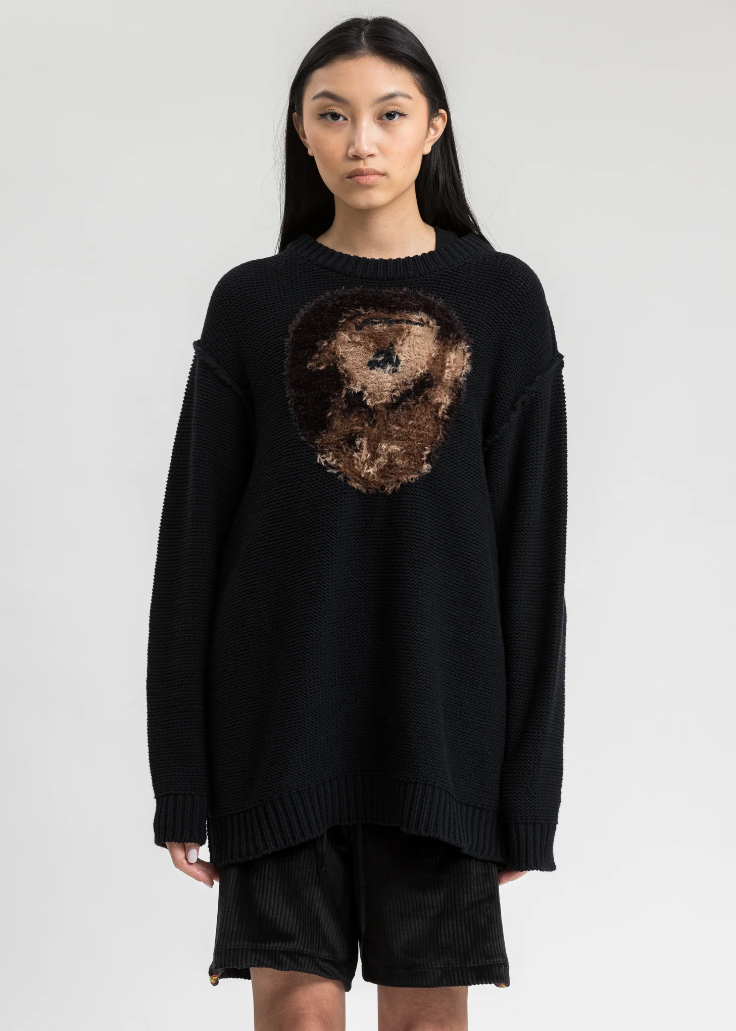 Dark Navy Hand Knitting Jacquard Pullover