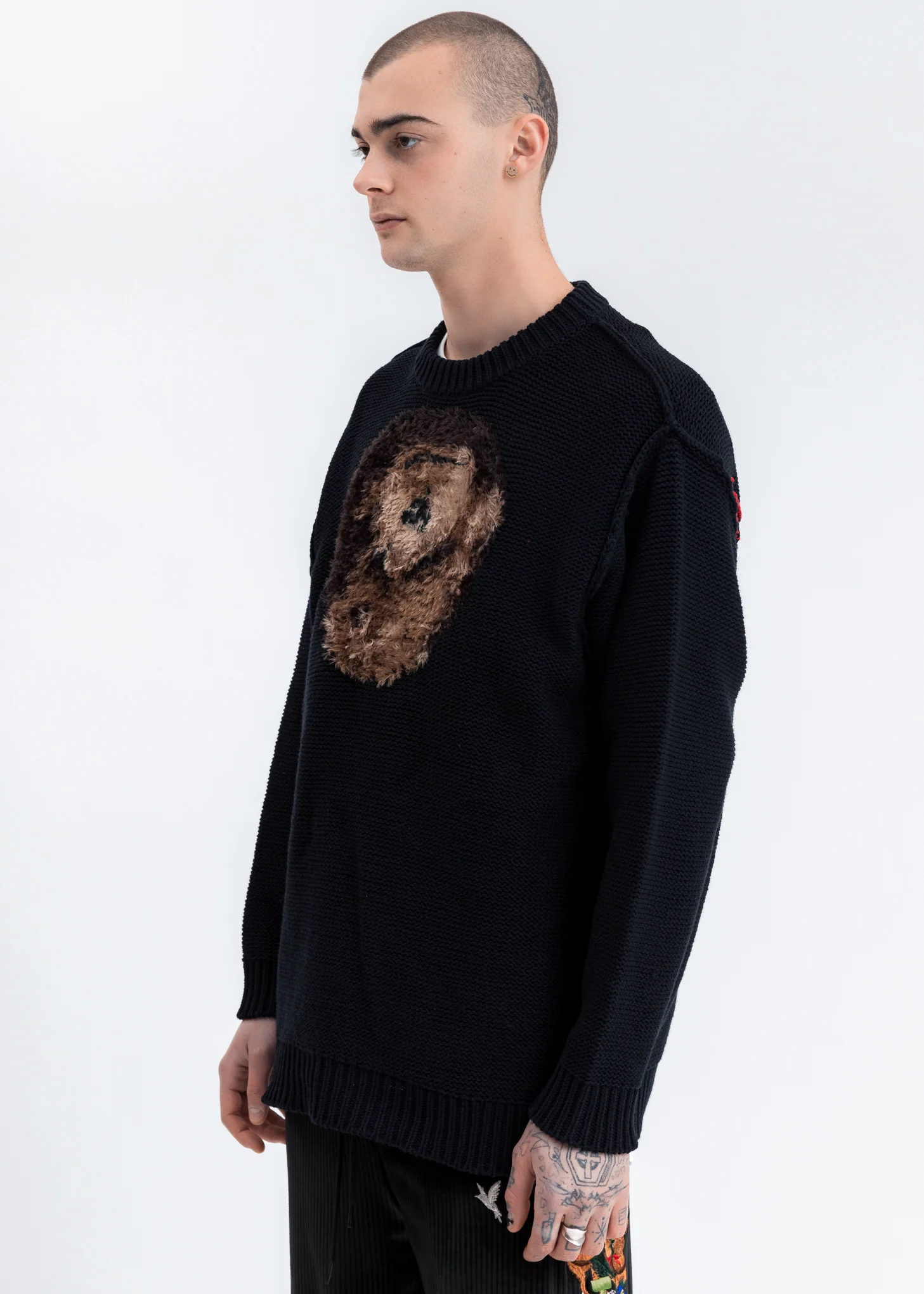 Dark Navy Hand Knitting Jacquard Pullover - Image 3