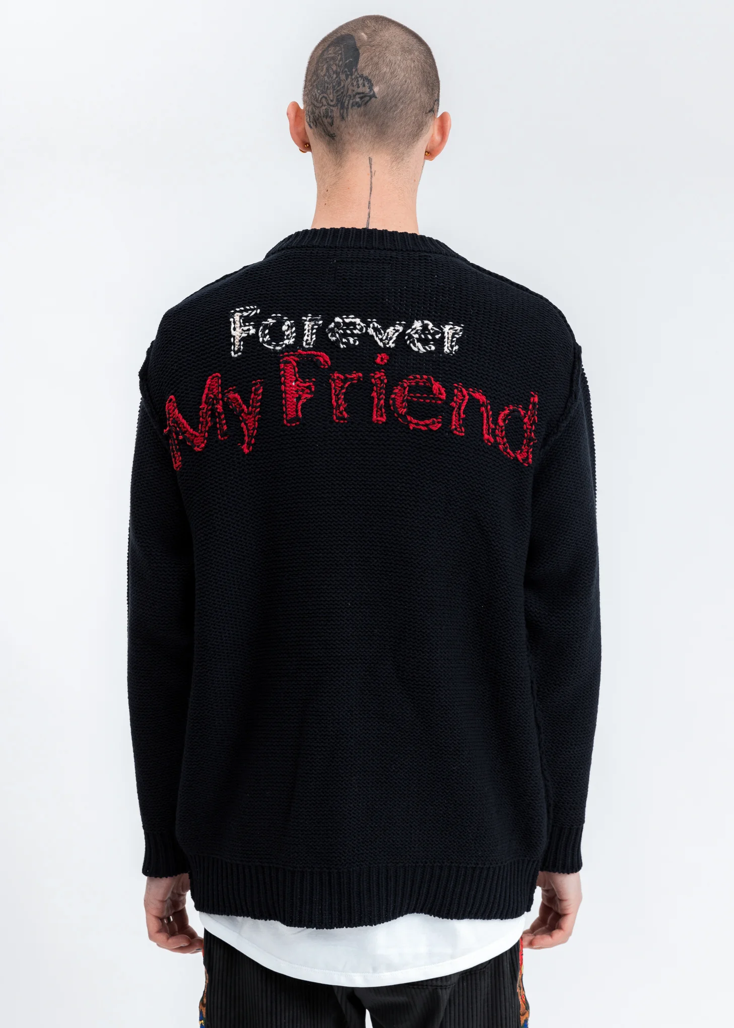 Dark Navy Hand Knitting Jacquard Pullover - Image 4