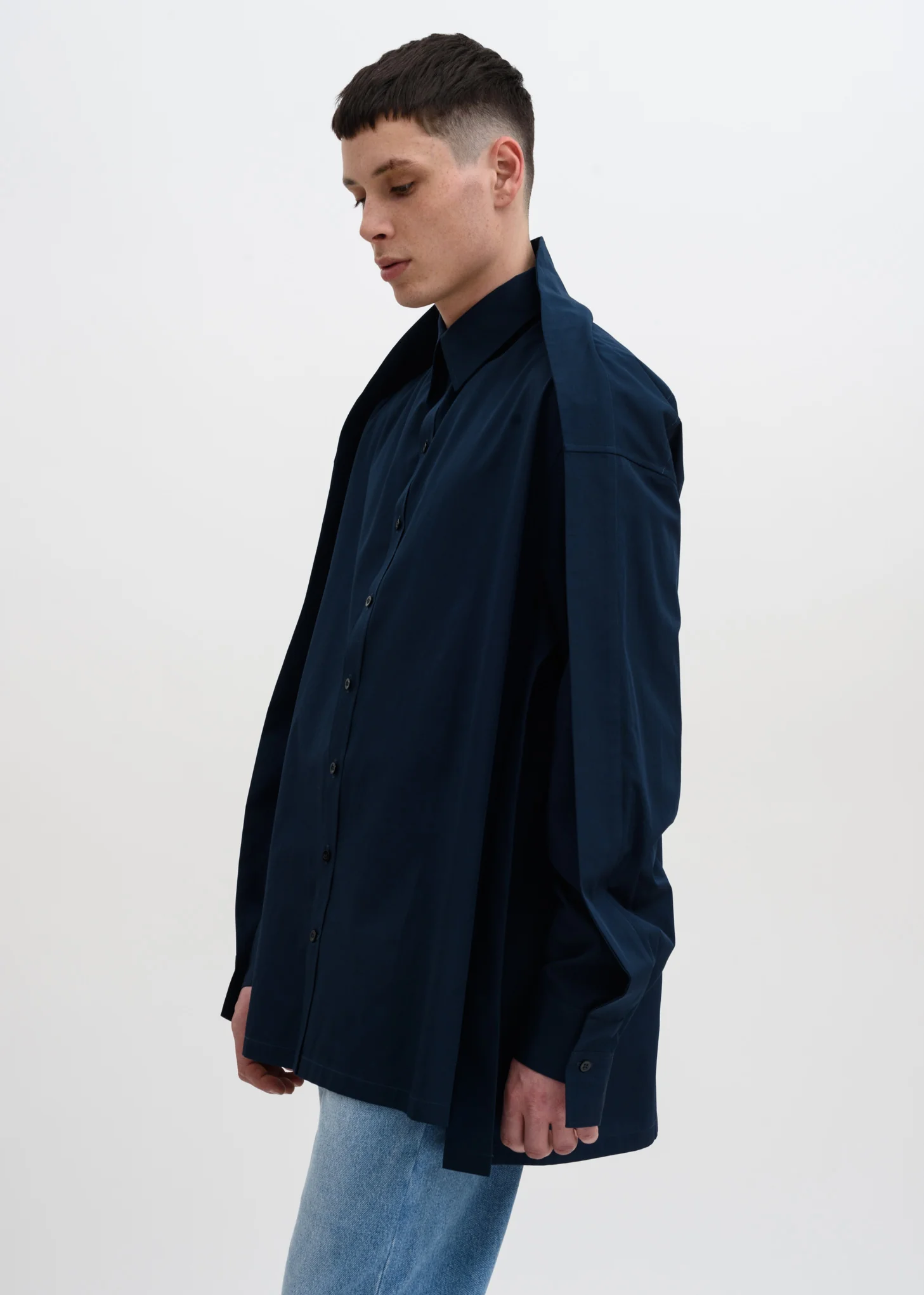 Dark Navy Oversized Shirt - Image 6