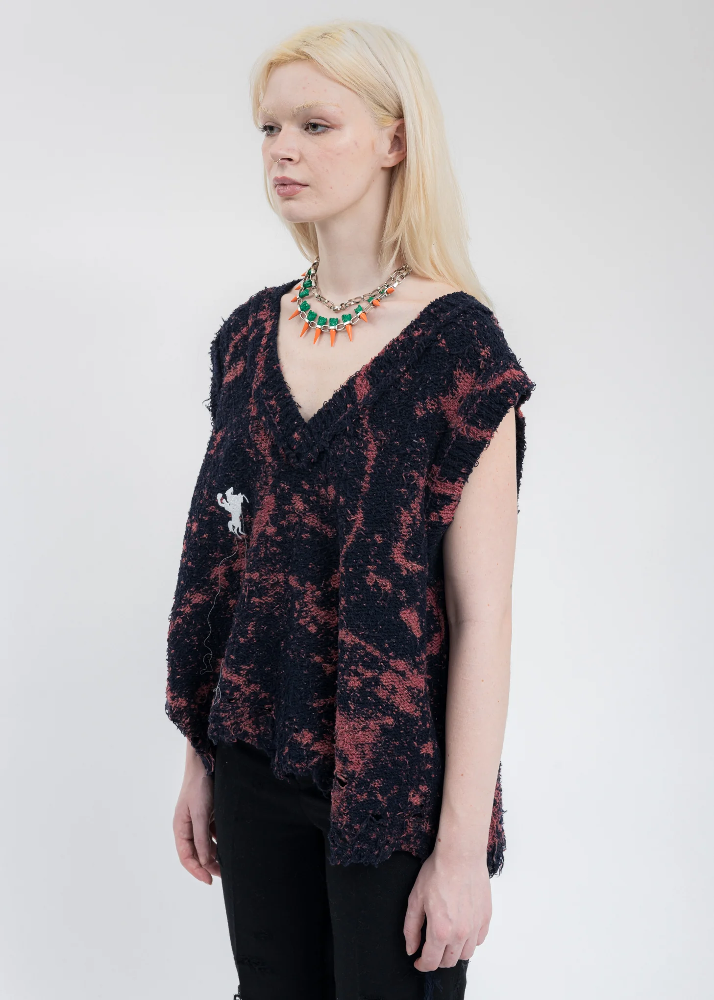 Dark Navy RECYCLE COTTON BLEACHED Vest - Image 3