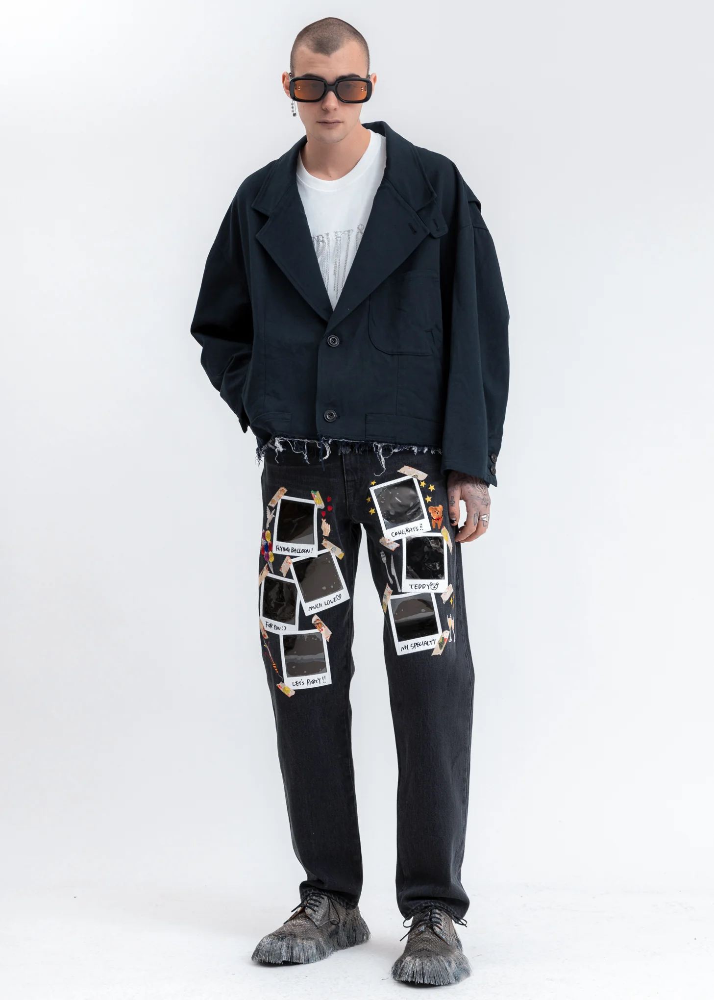 Dark Navy Silk Chino Cut Off Jacket - Image 5