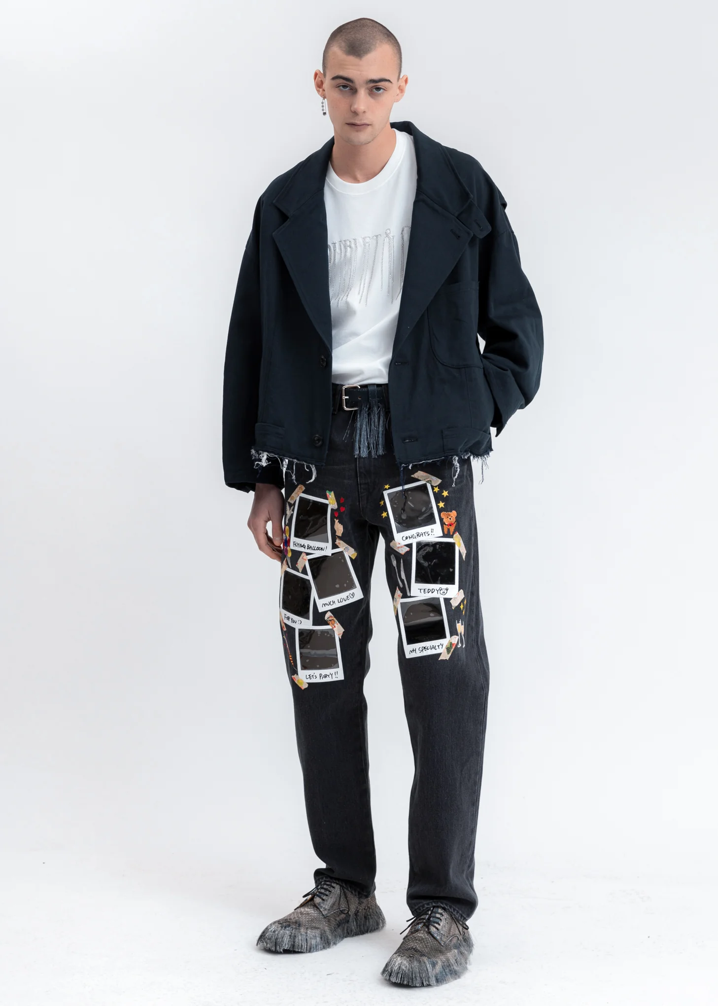Dark Navy Silk Chino Cut Off Jacket - Image 6