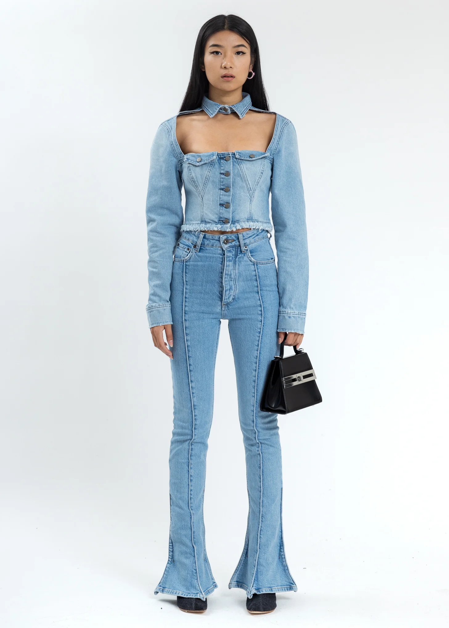 Blue Denim Cut Out Top - Image 5