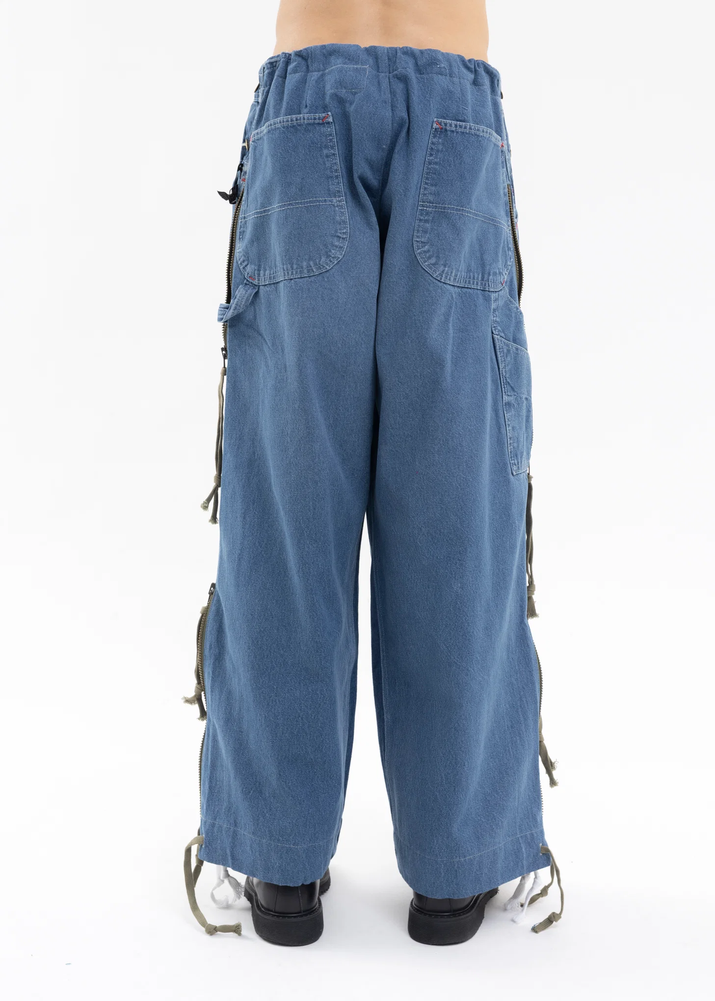 DENIM ZIP WIDE LEG W/ SWEAT DENIM BLUE - Image 4