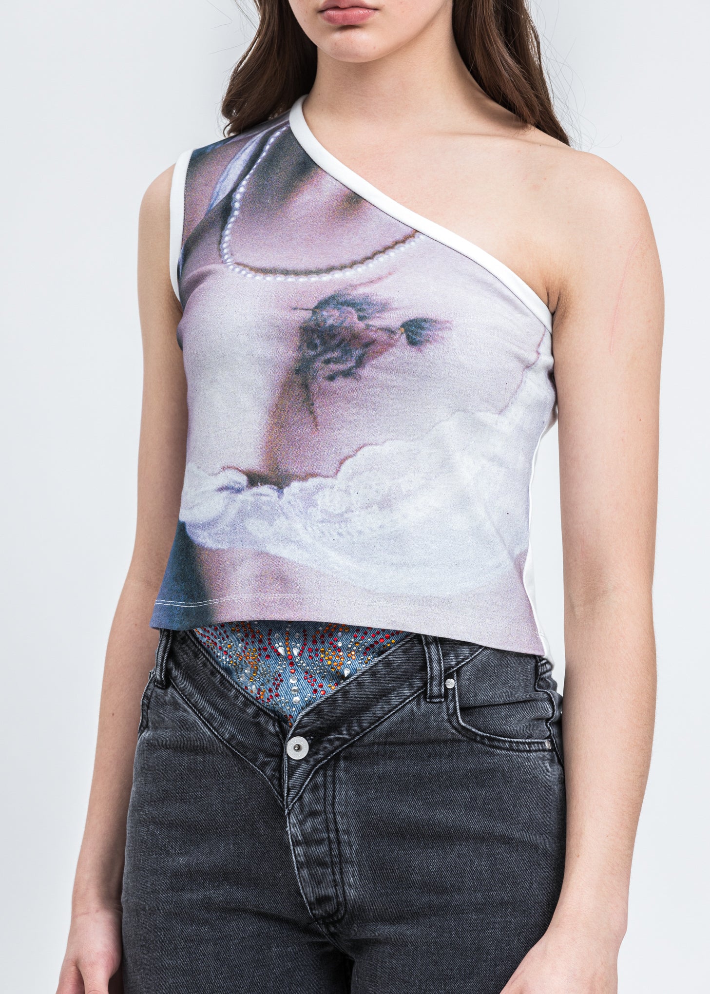 Digital Unicorn Print One Shoulder Tee - Image 3