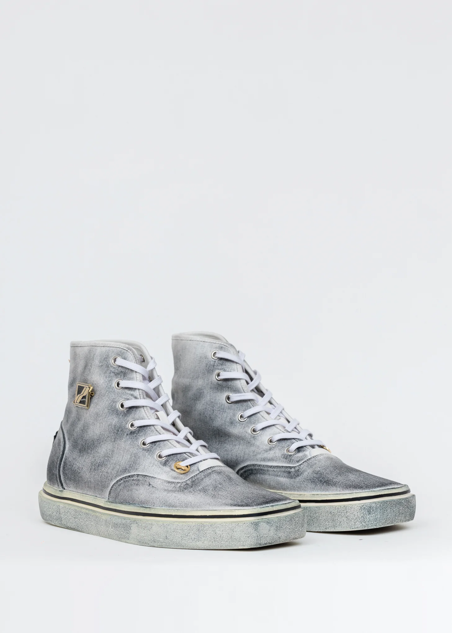 Dirty Black Square Toe High Top Sneakers - Image 3