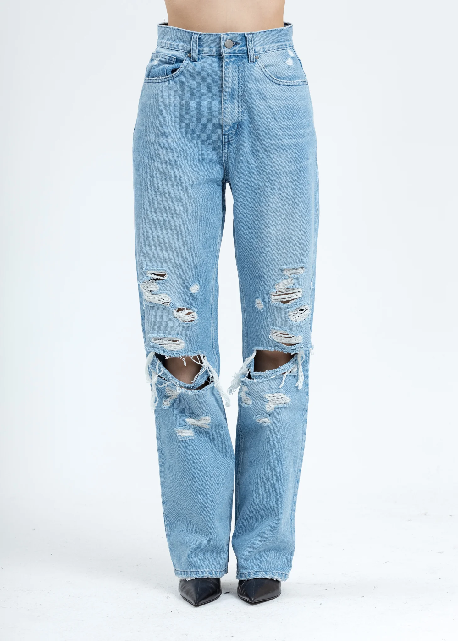 Blue Distressed Denim Jeans