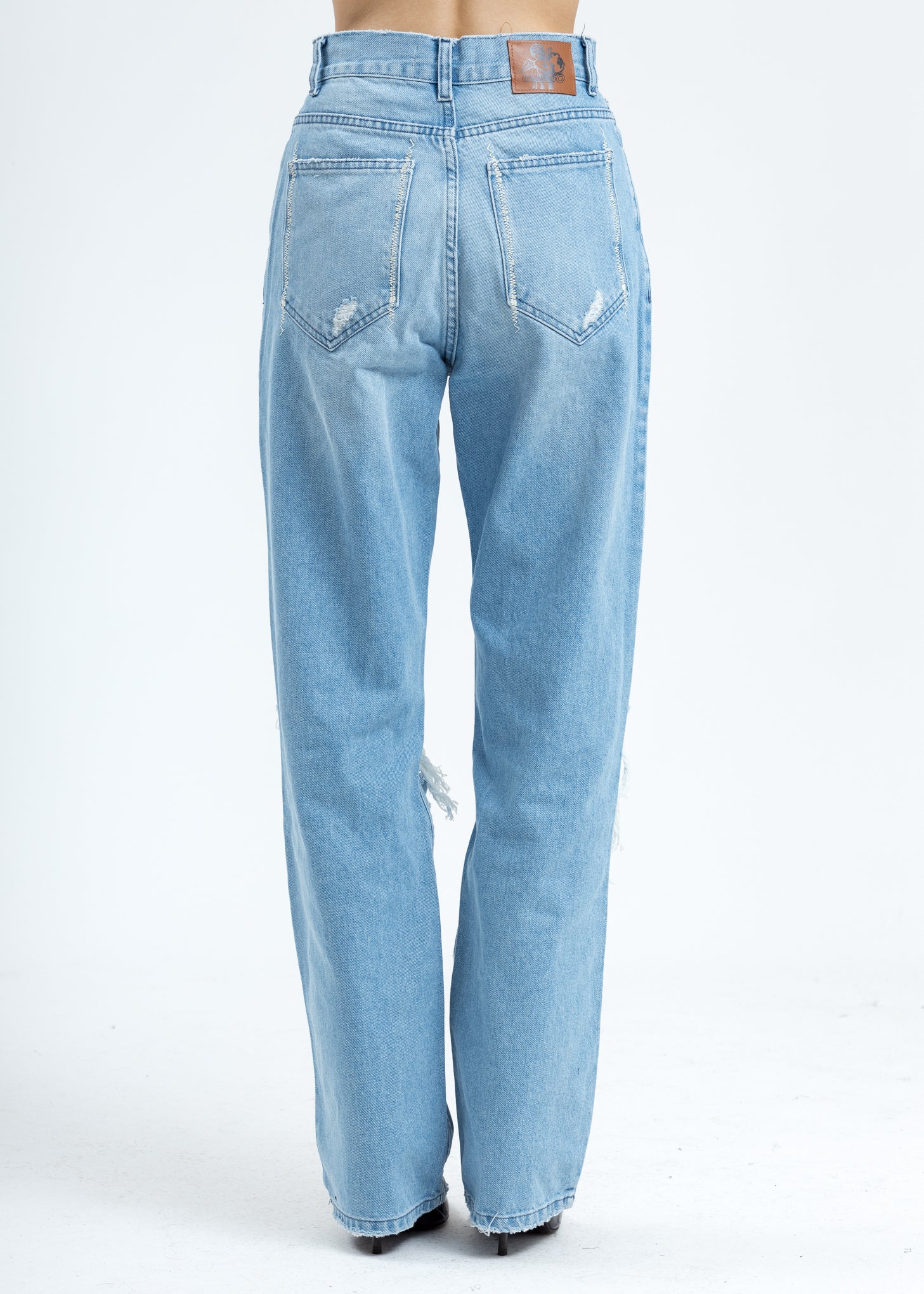 Blue Distressed Denim Jeans - Image 3