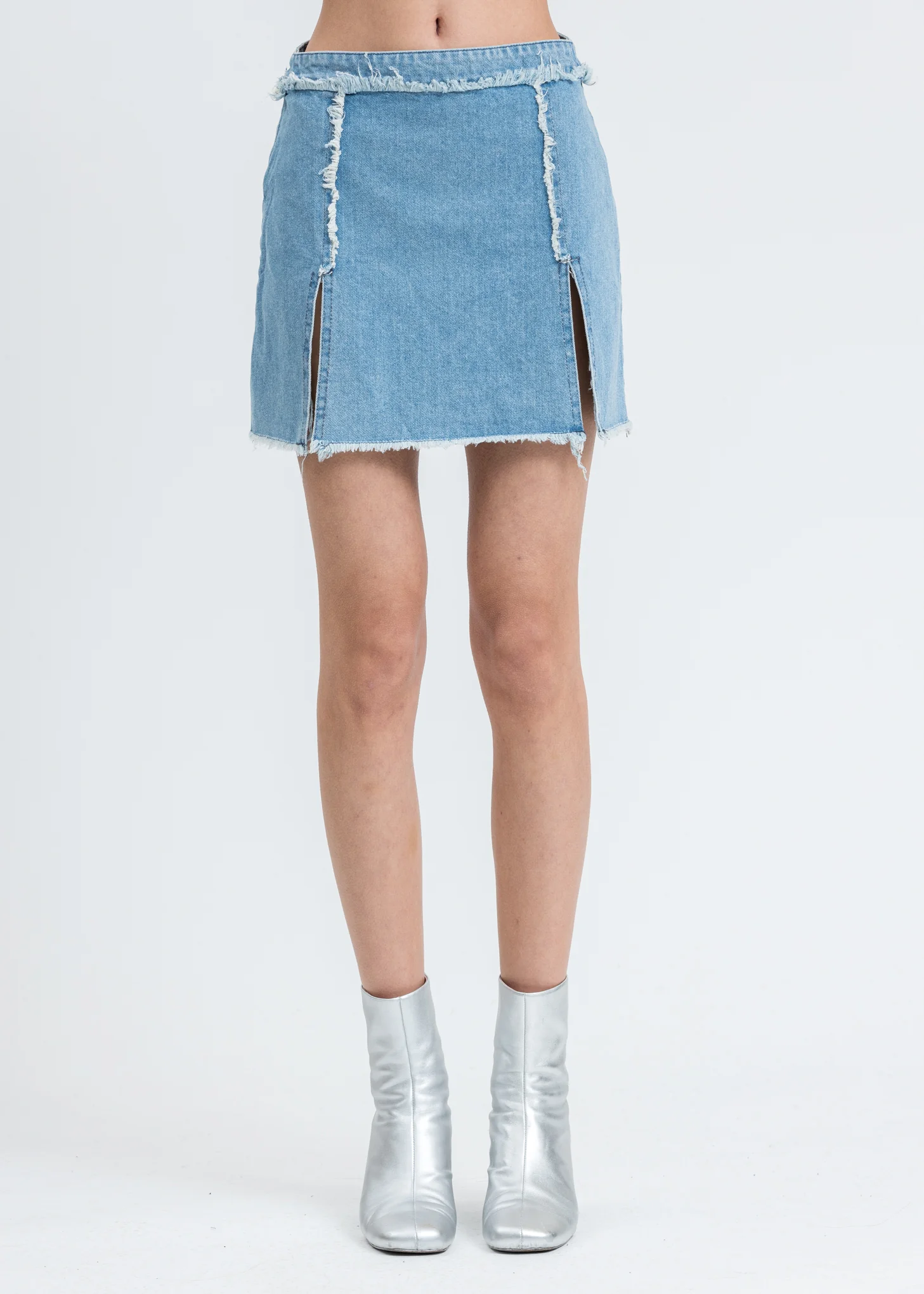 Distressed Denim Skirt