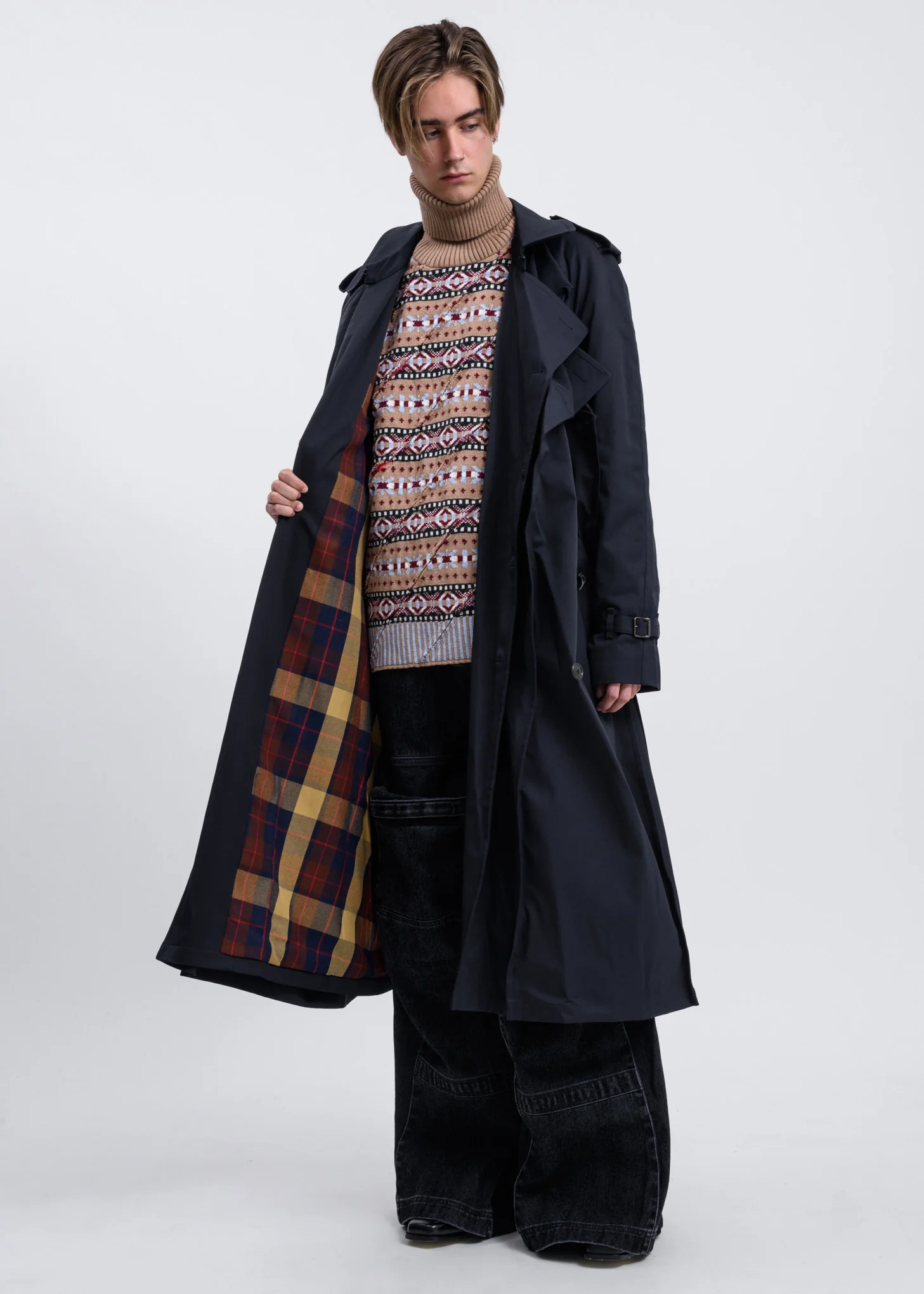 Dark Navy Pop-Up Trench  Coat - Image 10