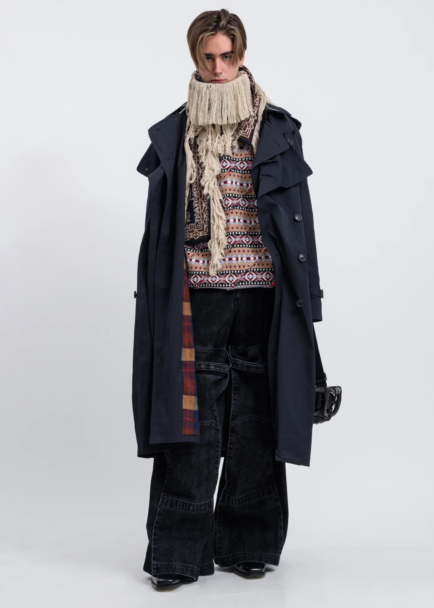 Dark Navy Pop-Up Trench  Coat - Image 12