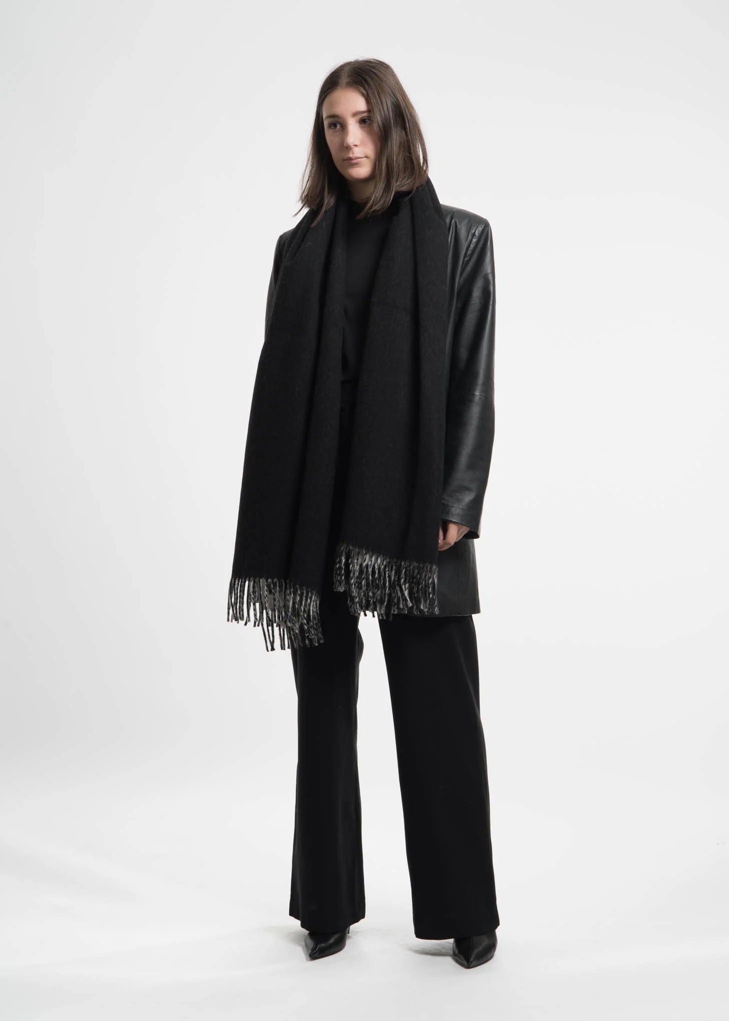Ecru and Black Angel Wool Scarf - Image 2