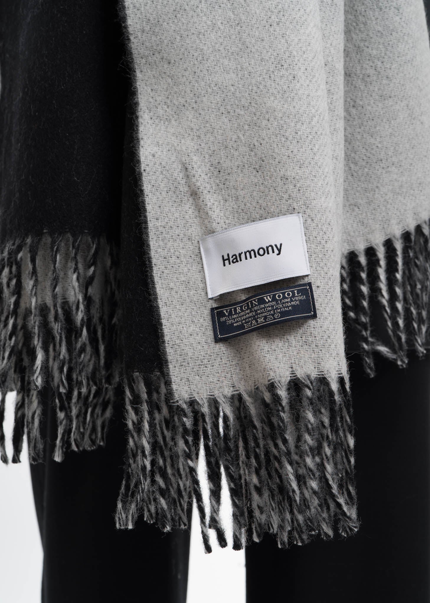 Ecru and Black Angel Wool Scarf - Image 3