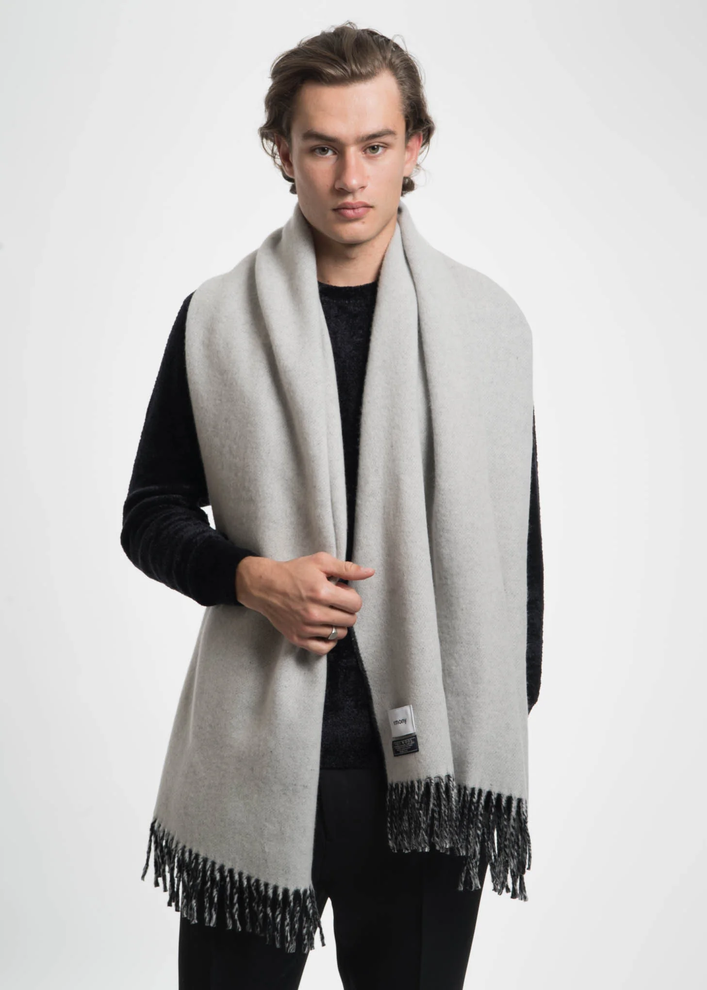 Ecru and Black Angel Wool Scarf - Image 3