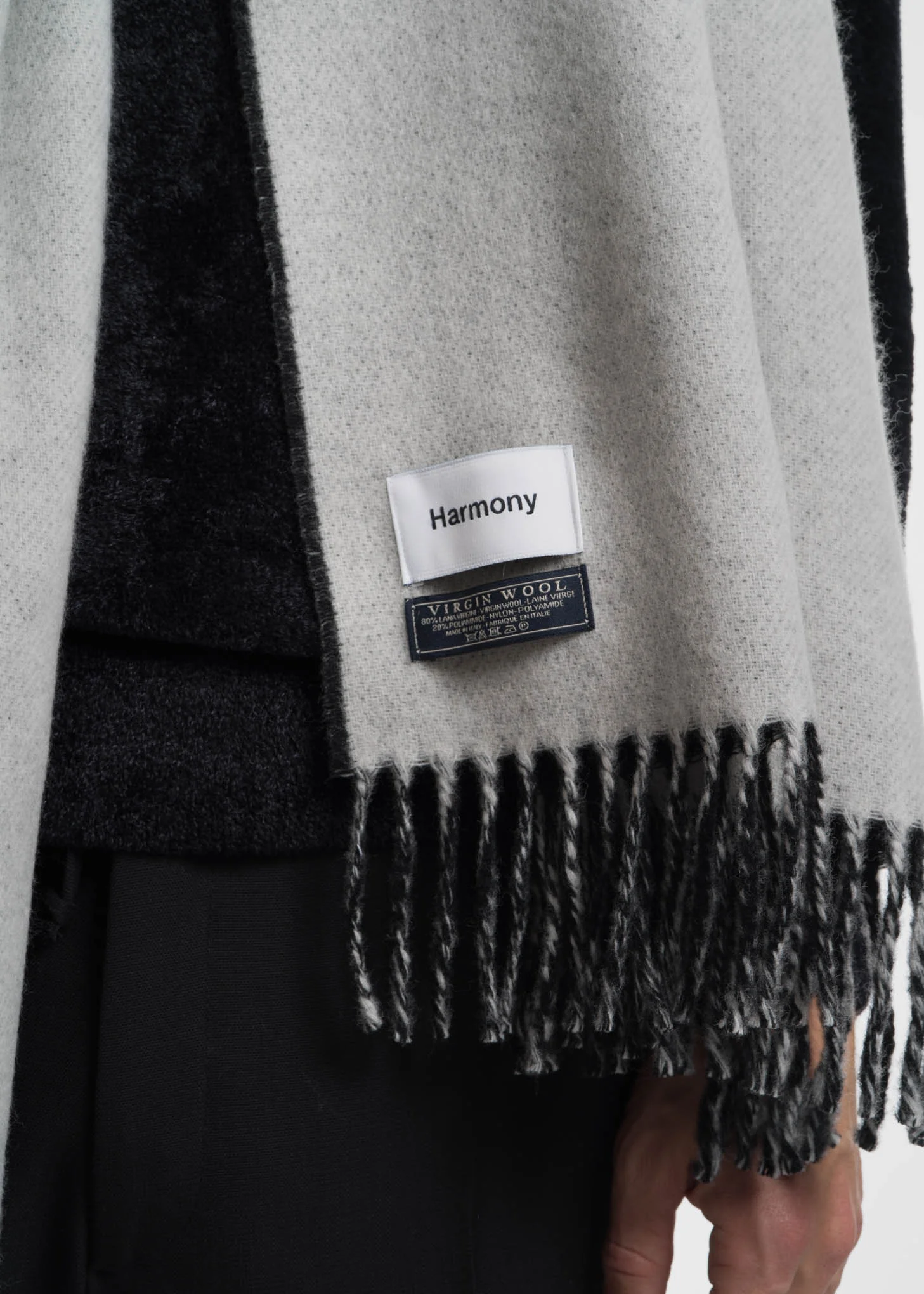 Ecru and Black Angel Wool Scarf - Image 4