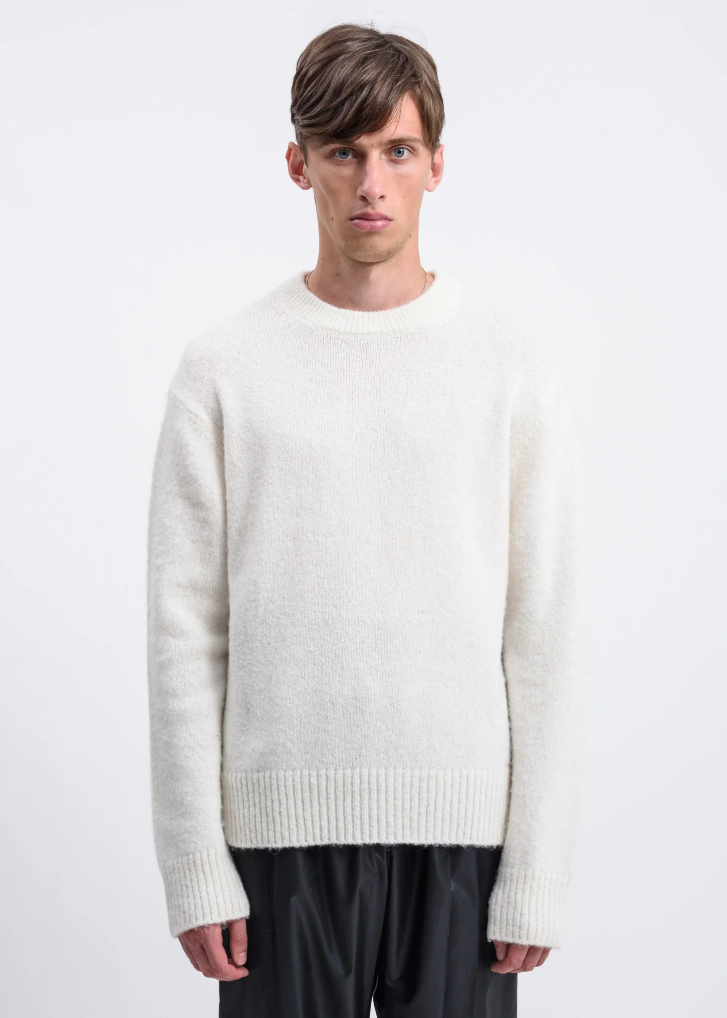 Ecru Brushed Alpaca Open Pull-Over