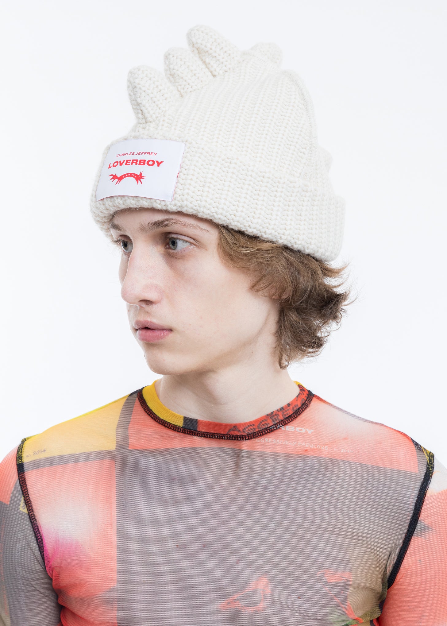 Ecru Chunky Spikes Beanie - Image 5