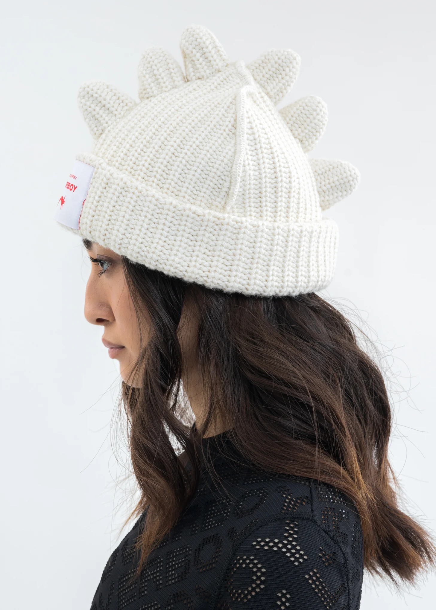 Ecru Chunky Spikes Beanie - Image 9