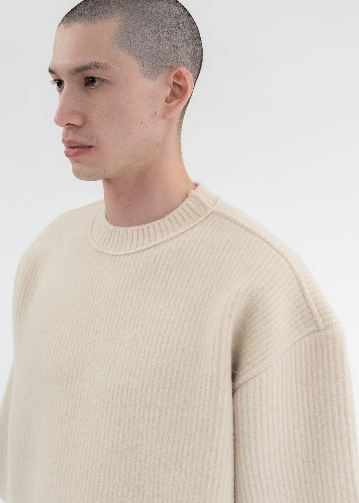 ECRU KNITTED FELTED T-SHIRT - Image 2