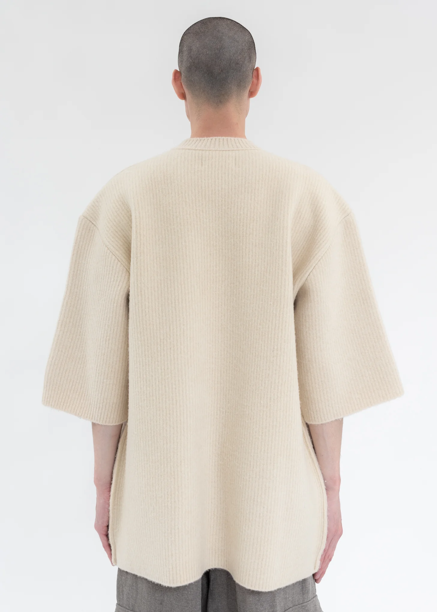 ECRU KNITTED FELTED T-SHIRT - Image 4