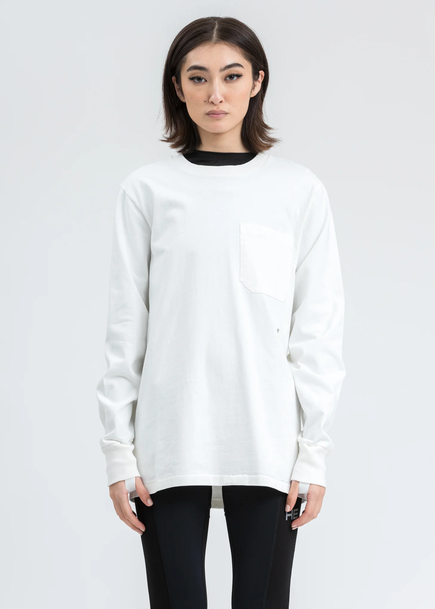 Ecru Sleeve Strap Long Sleeve T-Shirt