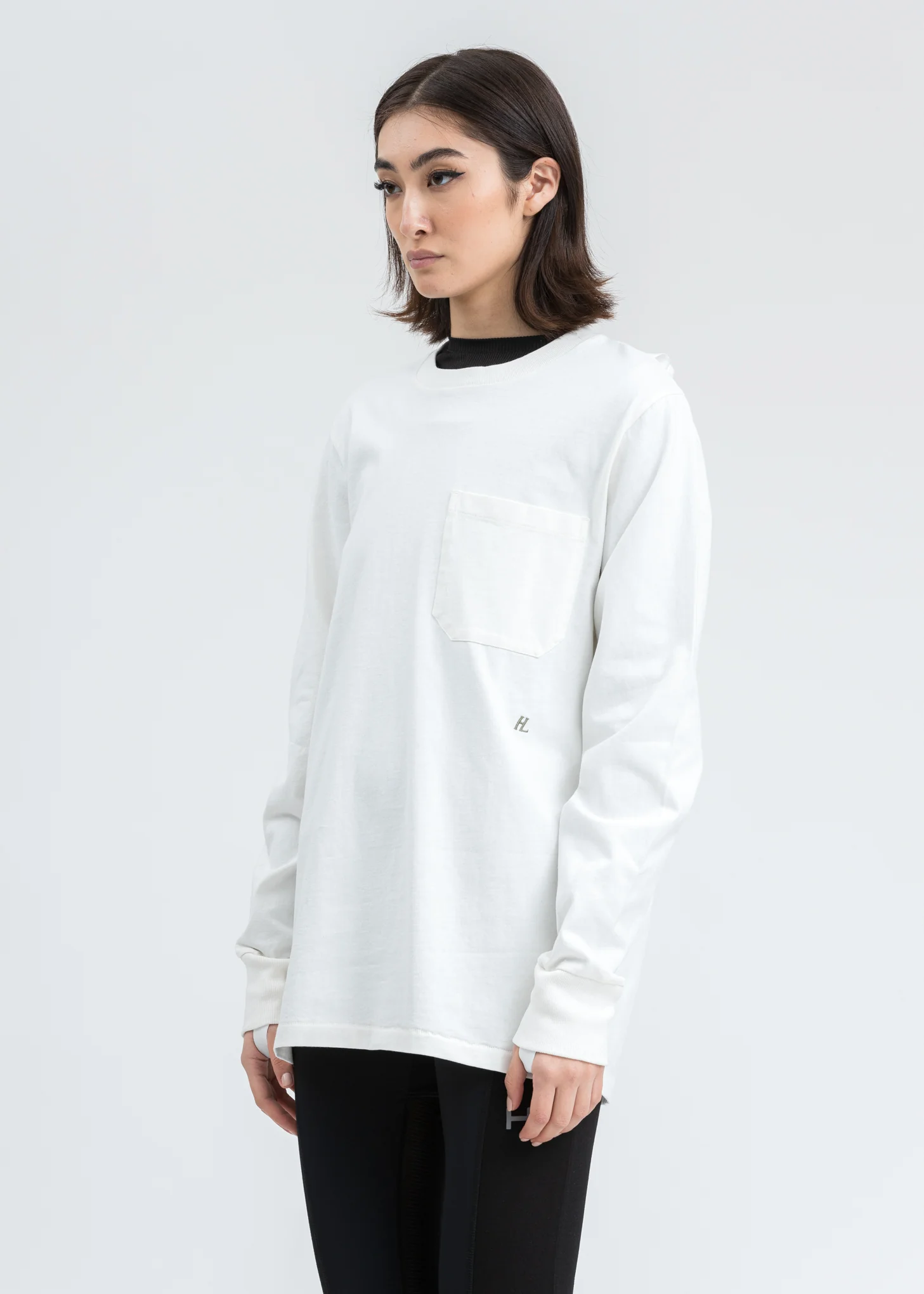 Ecru Sleeve Strap Long Sleeve T-Shirt - Image 3