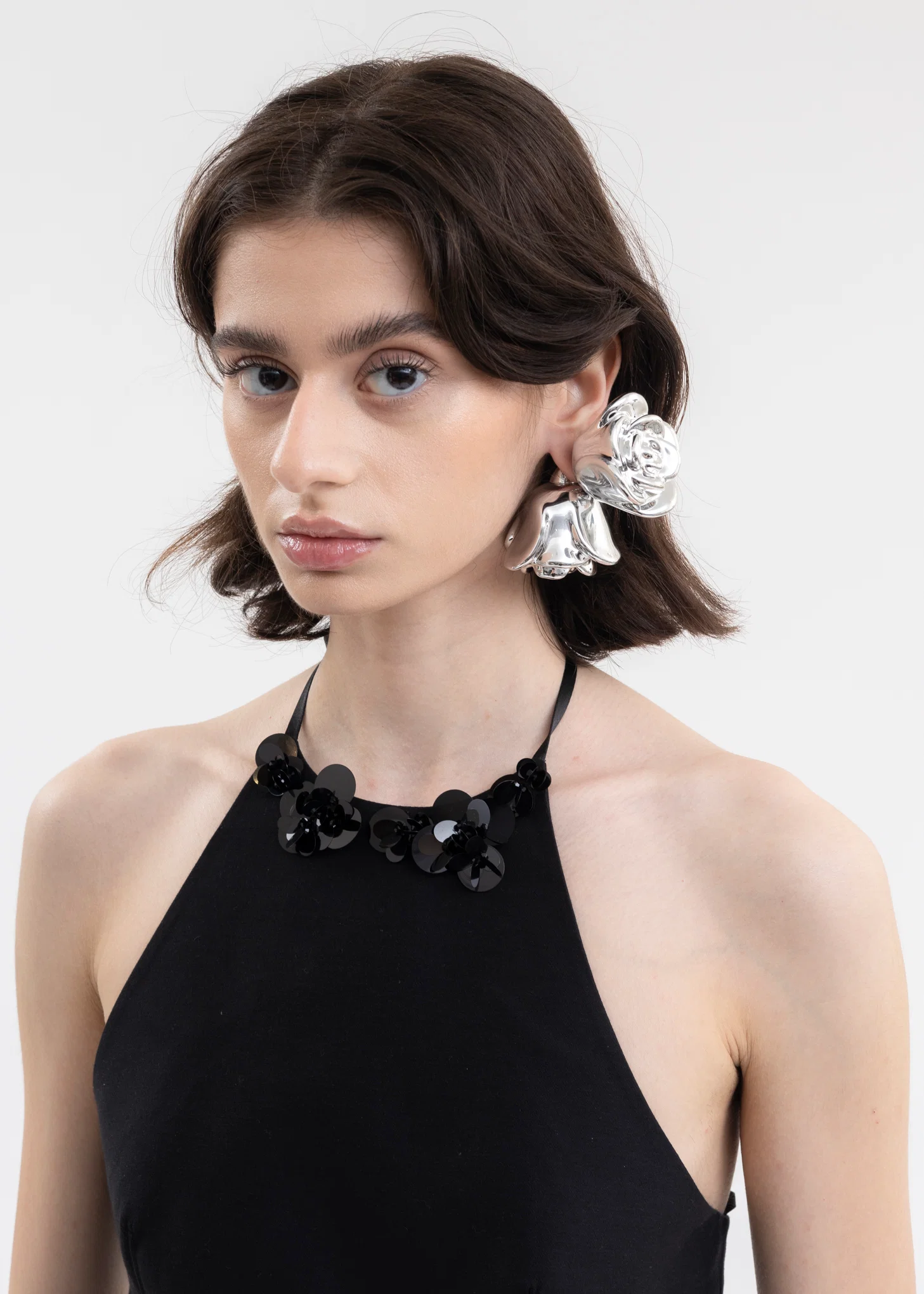Electroplate Double Rose Earring - (Single) - Image 2