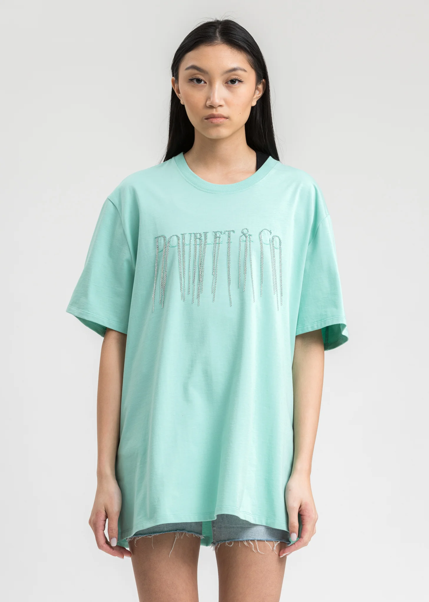 Emerald Chain Fringe Embroidery T-Shirt