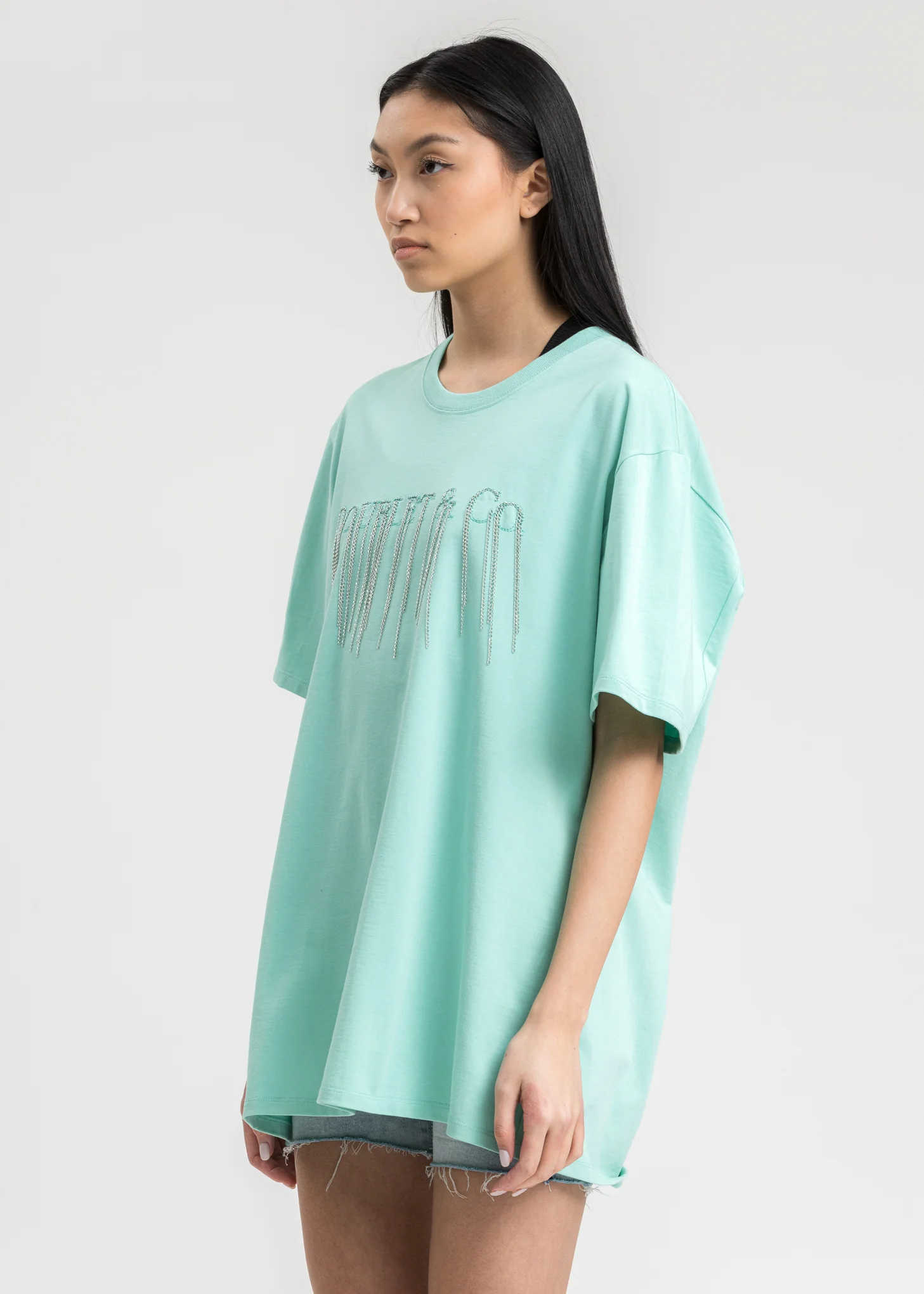 Emerald Chain Fringe Embroidery T-Shirt - Image 3