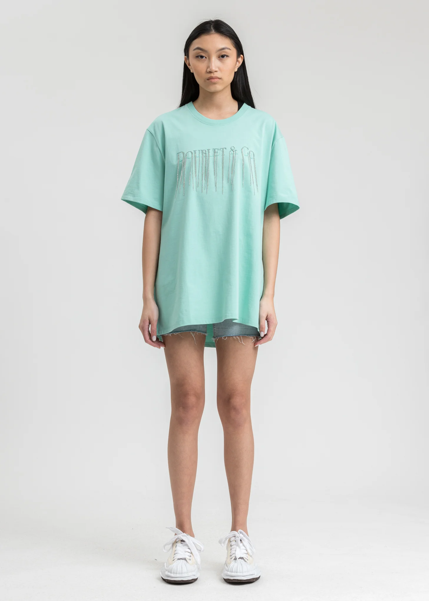 Emerald Chain Fringe Embroidery T-Shirt - Image 5