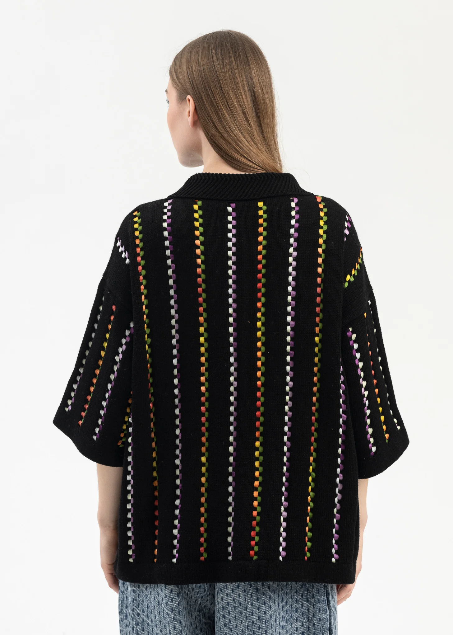 EUPHORIC BLACK BILL STRIPE WARM UP KNIT SHIRT - Image 2