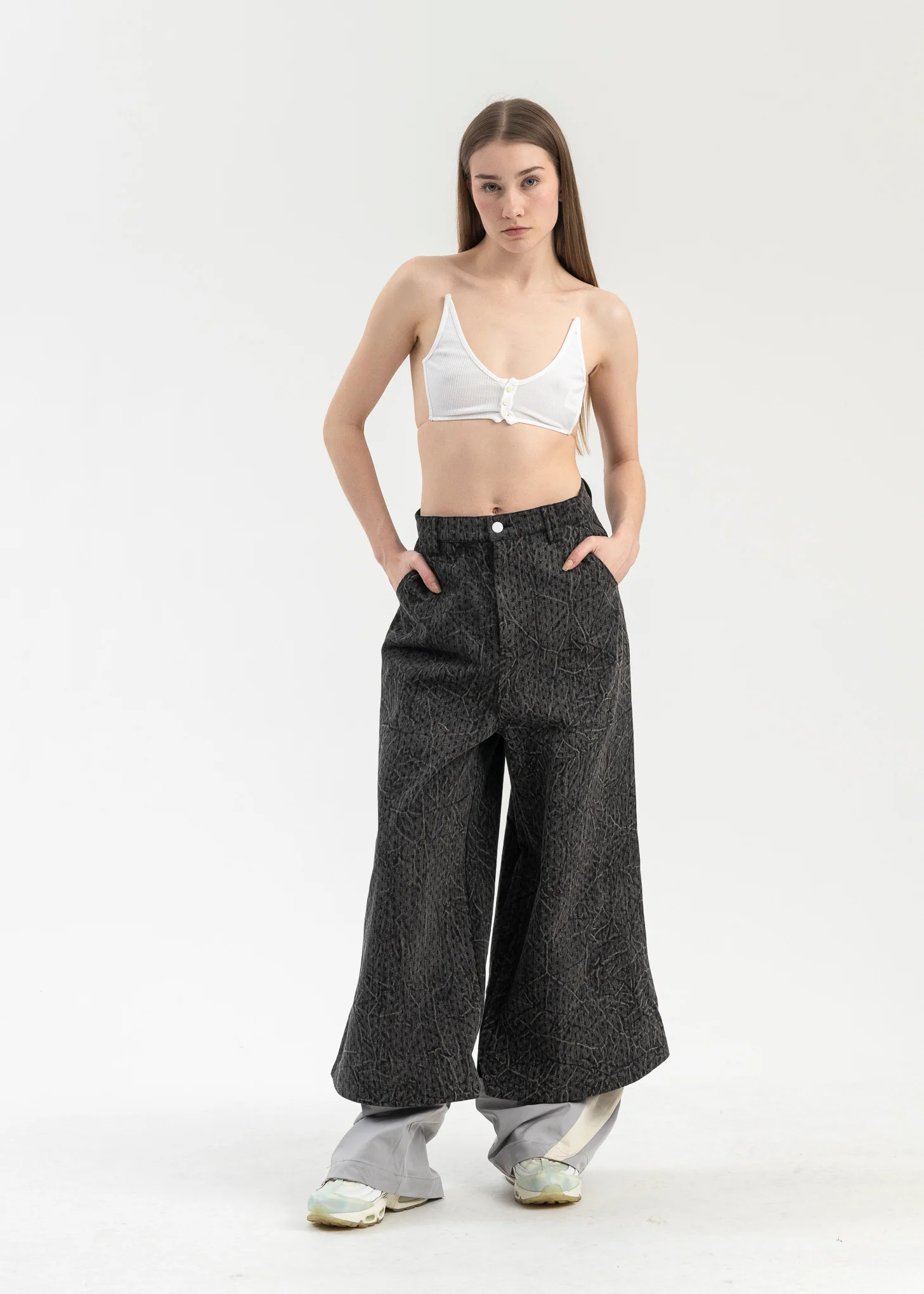 EUPHORIC BLACK PRINCE CRINKLE WASH TRACK JEANS - Image 6