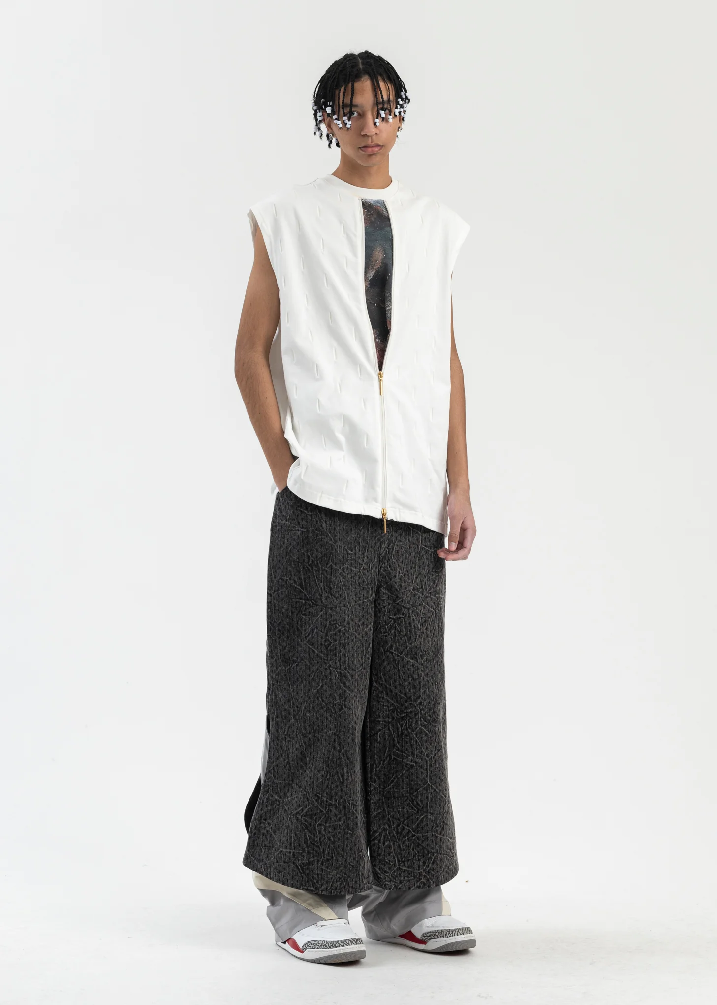 EUPHORIC BLACK PRINCE CRINKLE WASH TRACK JEANS - Image 7