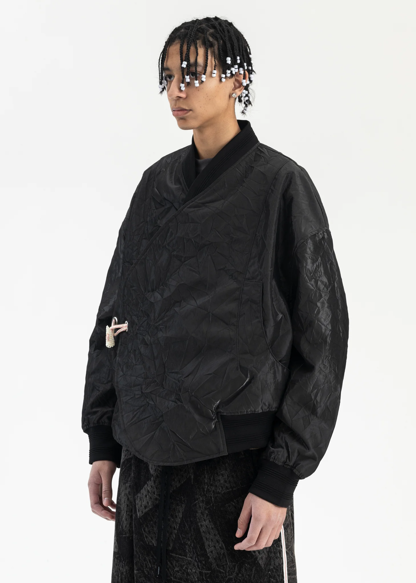 EUPHORIC BLACK SANDFORD DOUBLE BREASTED BOMBER JACKET - Image 3