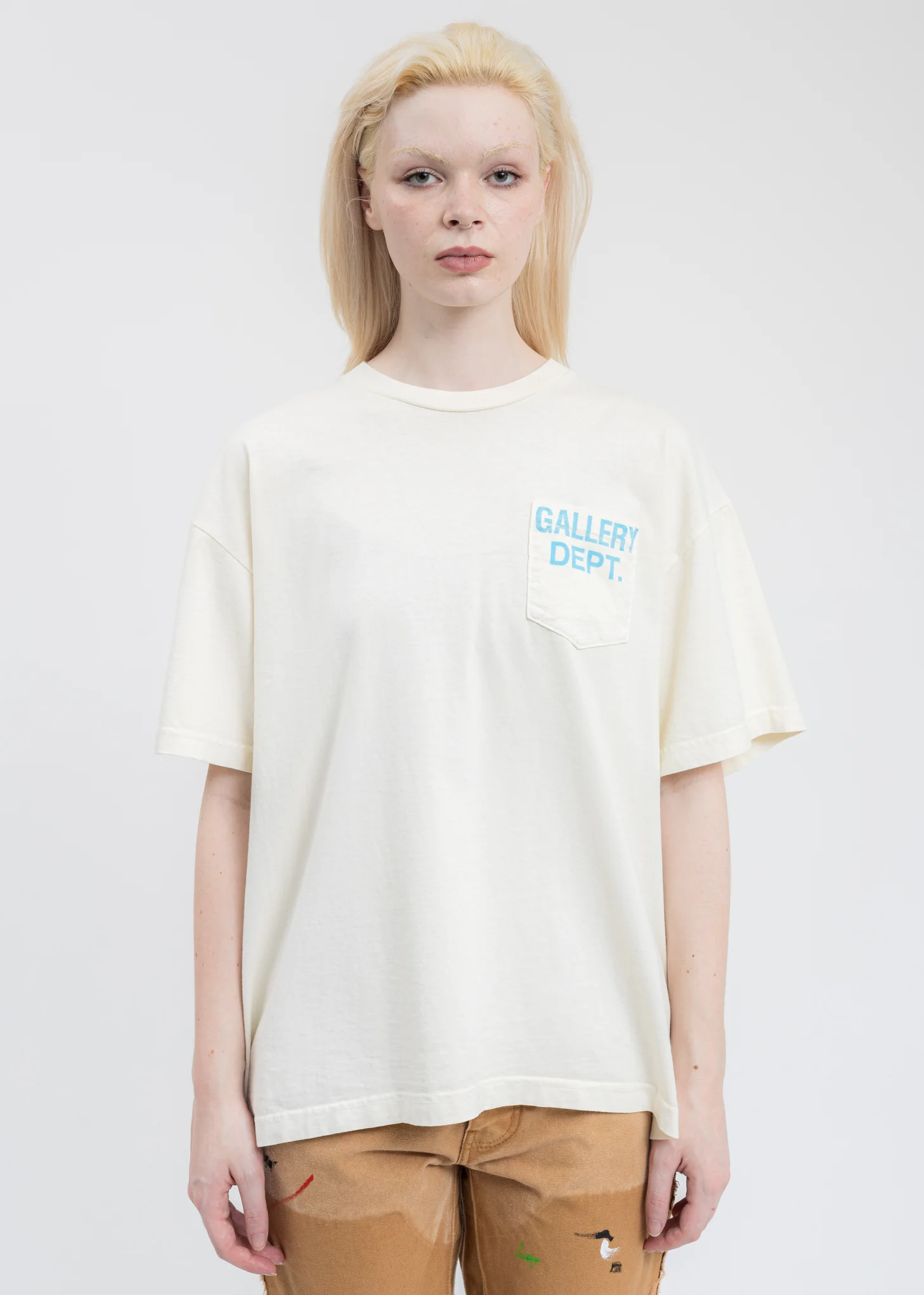 Faded Yellow W Turquoise Gallery Dept Logo Vintage Souvenir Pocket Tee