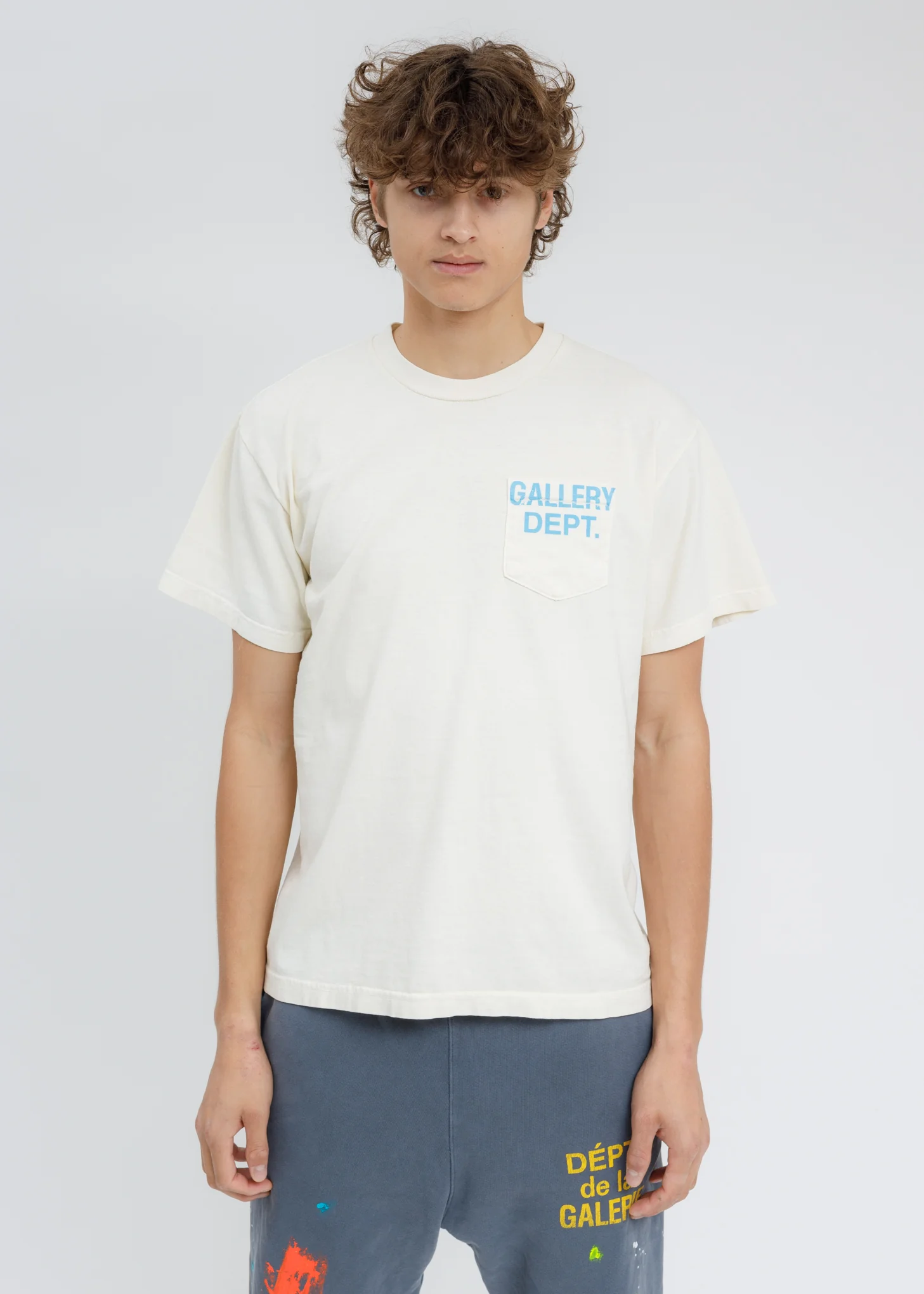 Faded Yellow W Turquoise Gallery Dept Logo Vintage Souvenir Pocket Tee