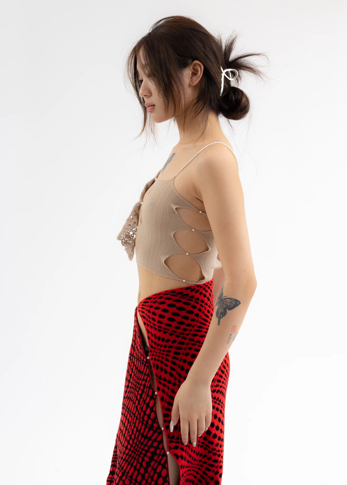 FICELLE CUT-OUT TOP WITH CASHMERE LEAF CROCHET - Image 3