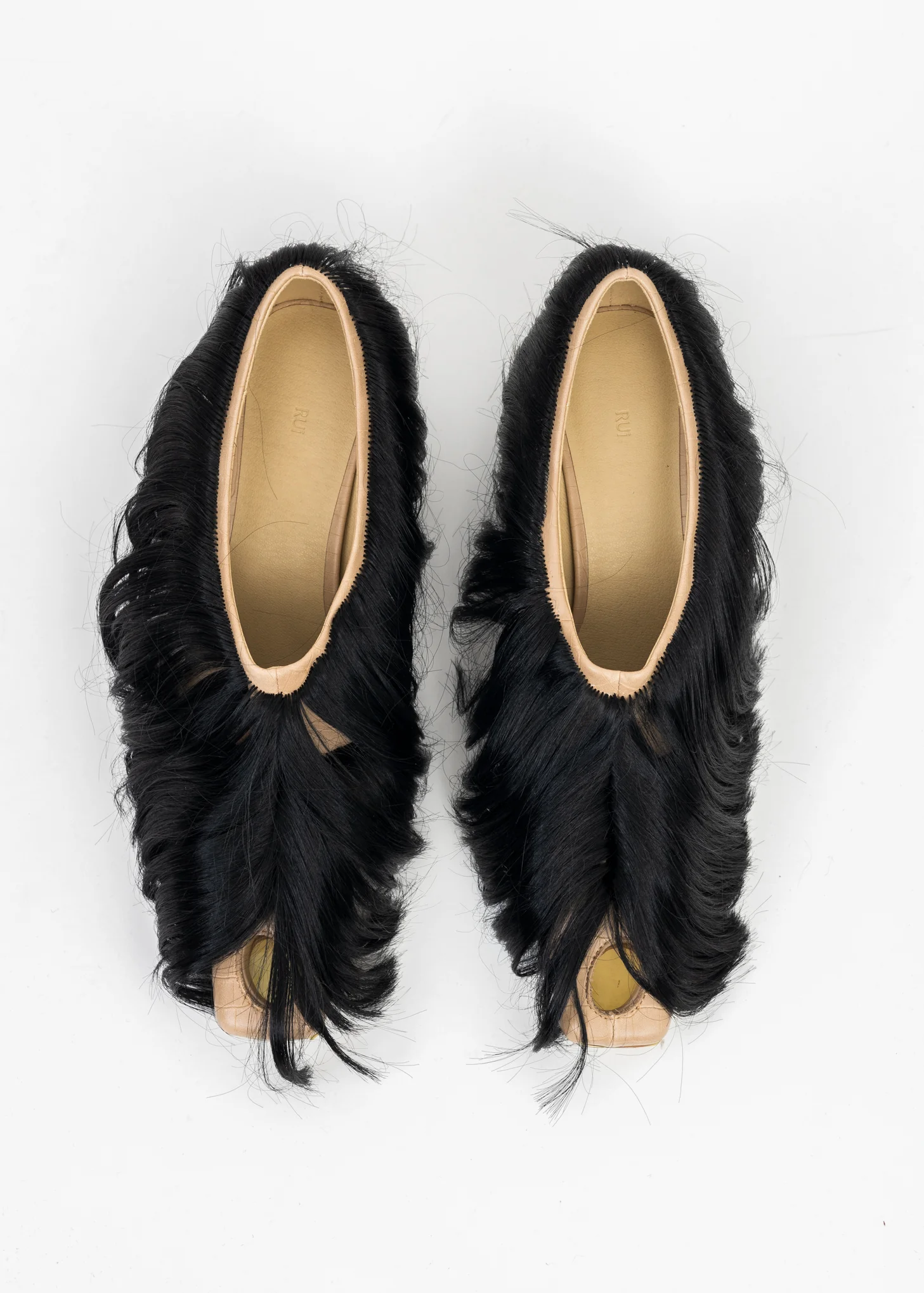 FICELLE WITH ONYX HAIR CUT-OUT HAIRY PUMP HEELS - Image 6