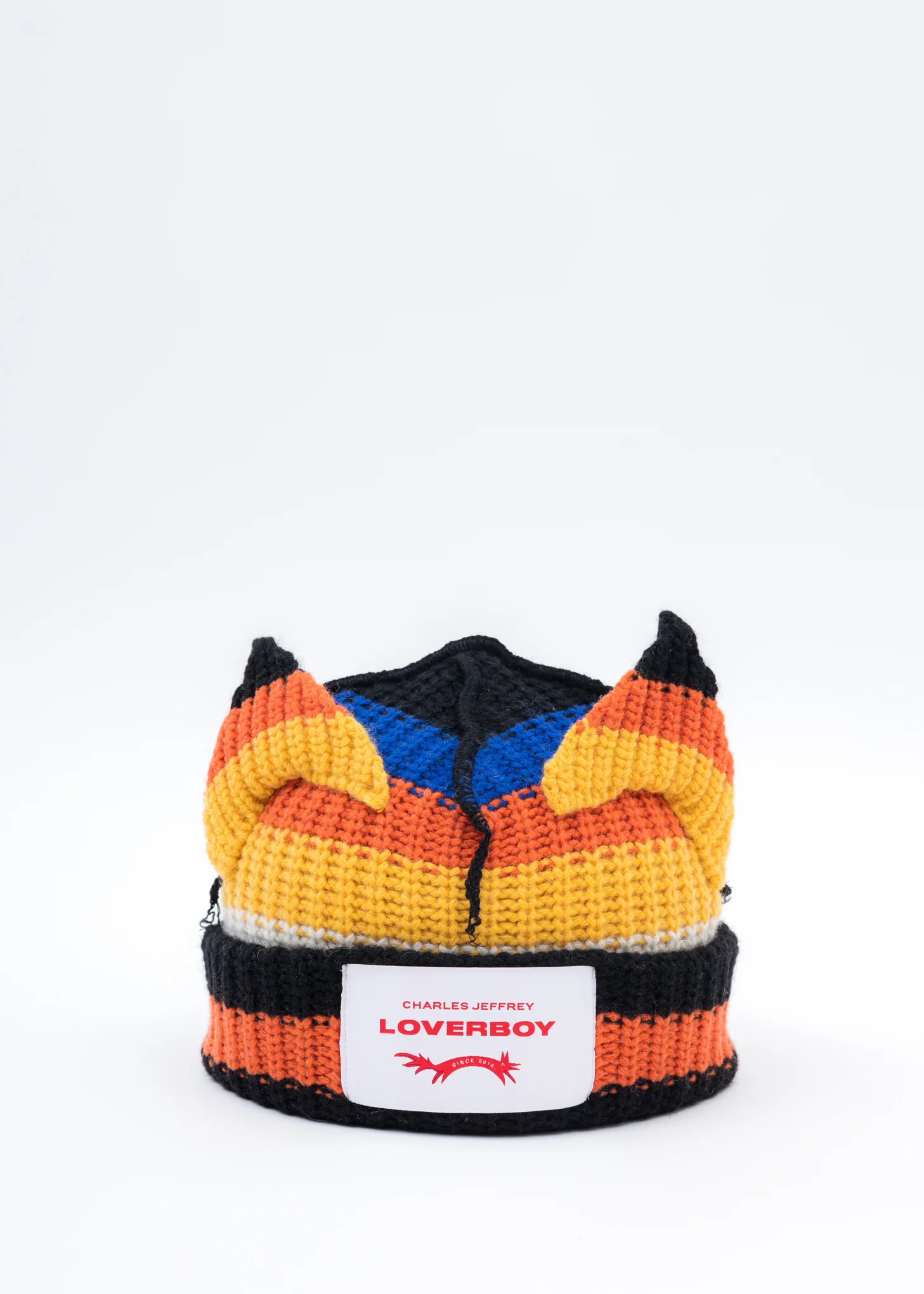 Five Color Stripe Chunky Ears Beanie