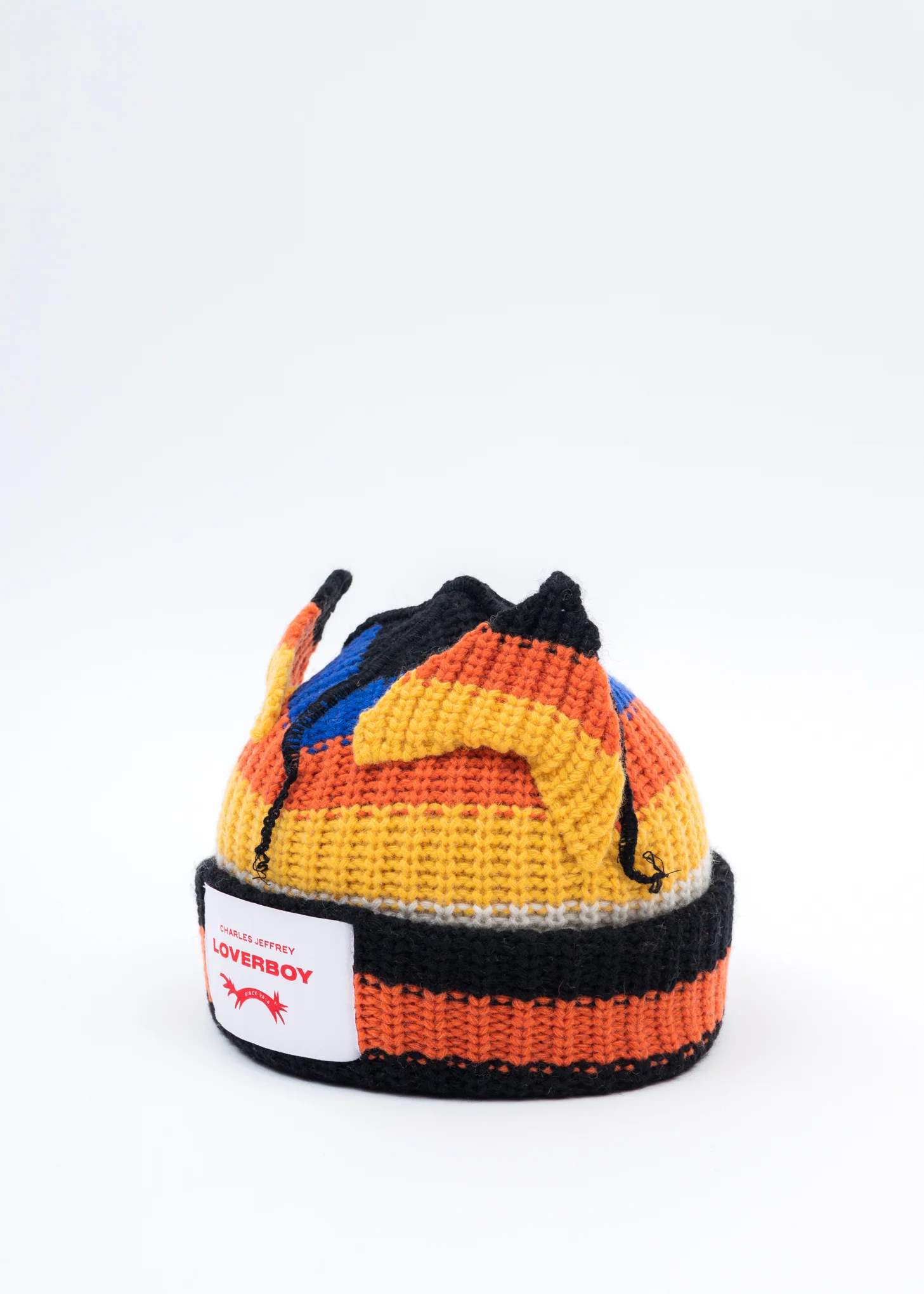 Five Color Stripe Chunky Ears Beanie - Image 2