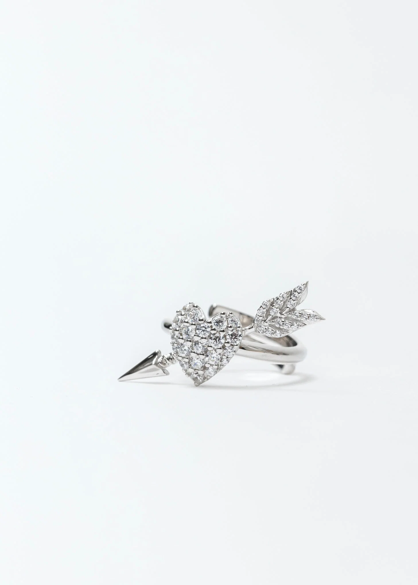 Fully Inlaid Heart Arrow Ring