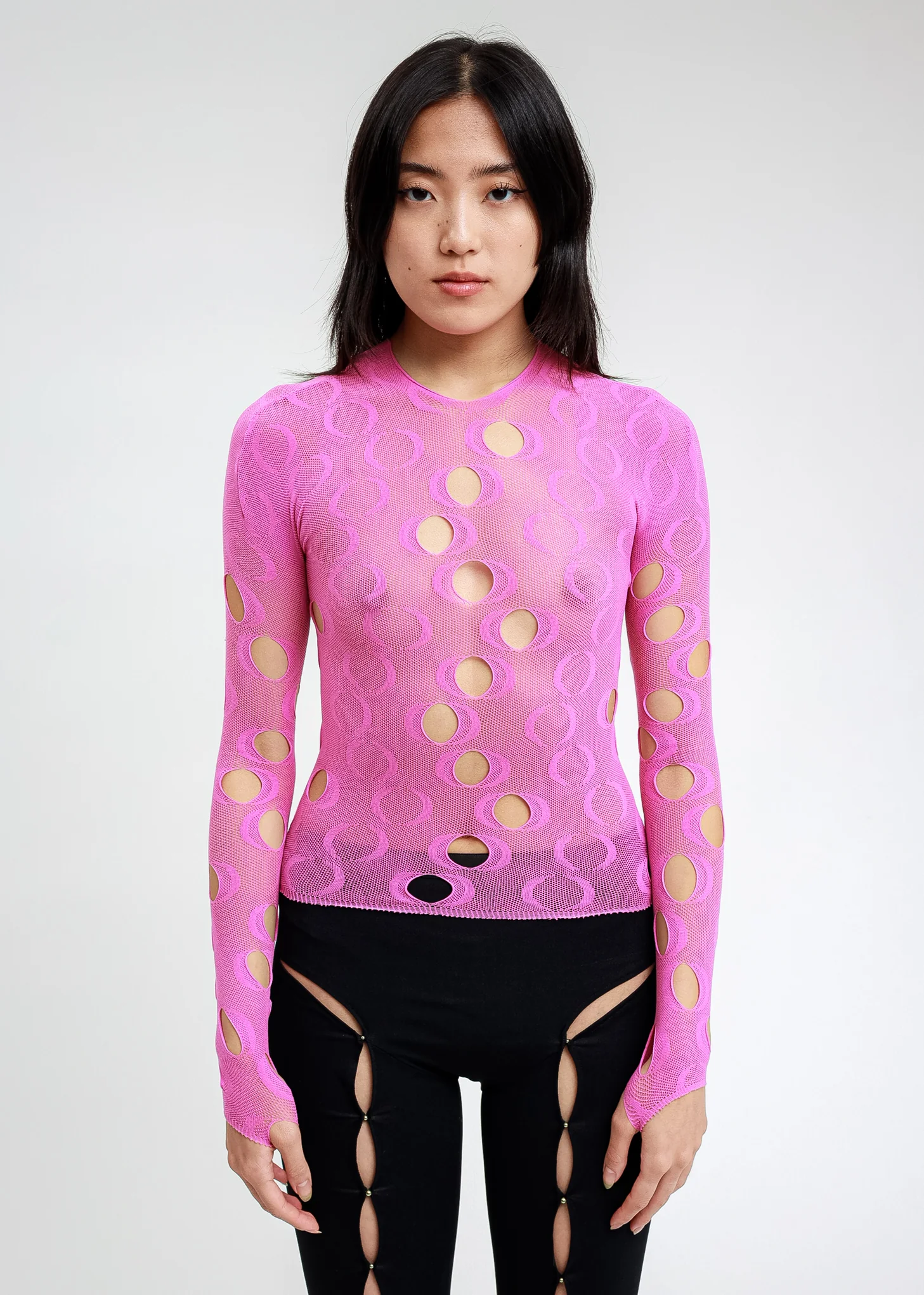 Fuschia Mesh Long Sleeve Top - Image 4